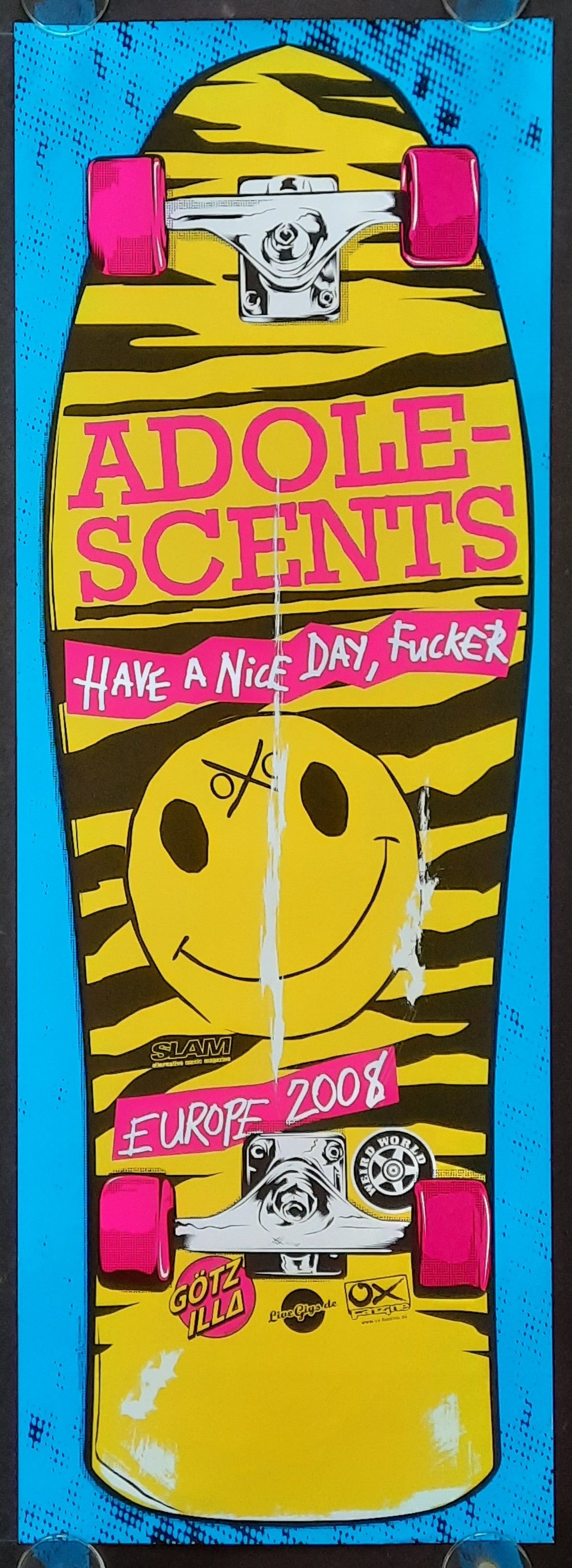 ADOLESCENTS Original Concert Poster 2008 Have A Nice Day, Fucker Tour 29,5x84