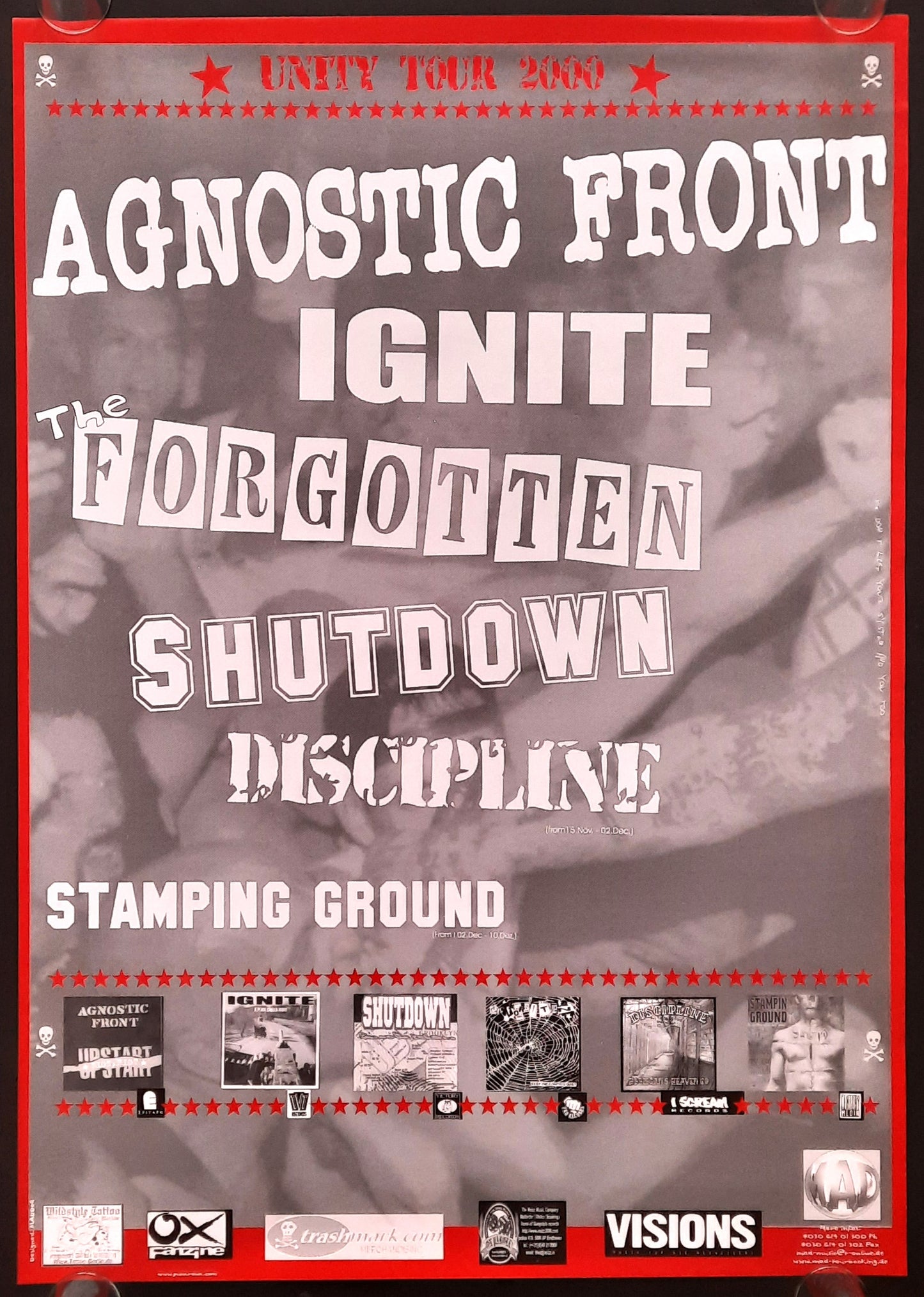 AGNOSTIC FRONT - IGNITE Original Concert Poster 2000 Europe Germany 1