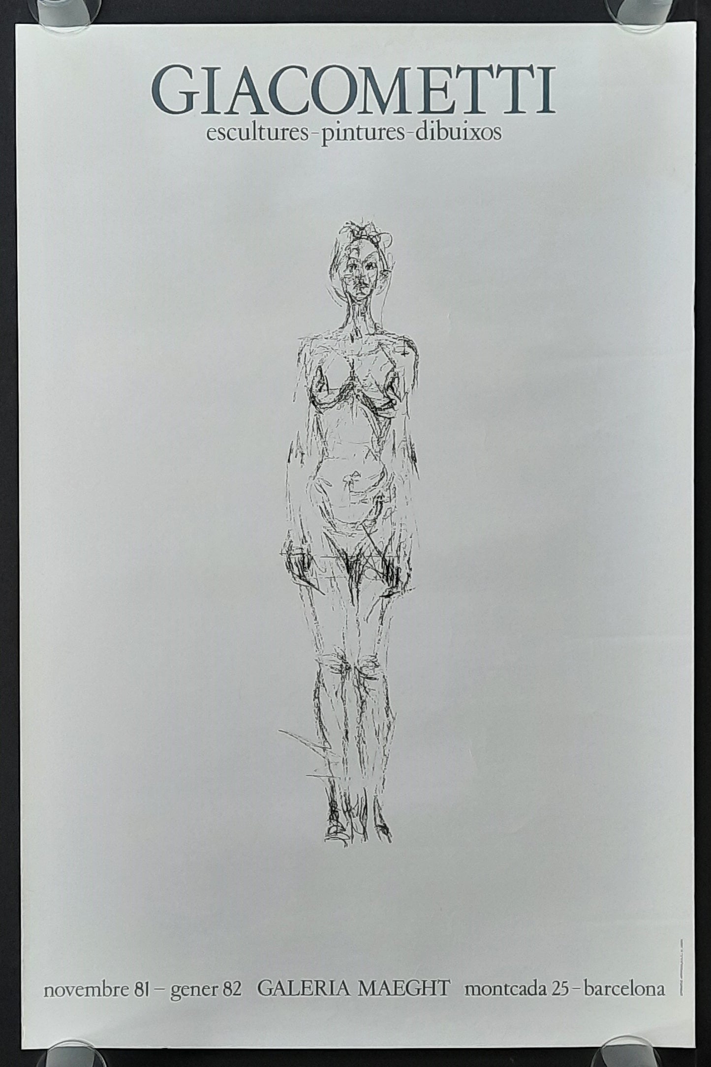 ALBERTO GIACOMETTI Original Exhibition Poster 1981 "escultures - pintures - dibuixos" by Galeria Maeght, Barcelona, Spain 2