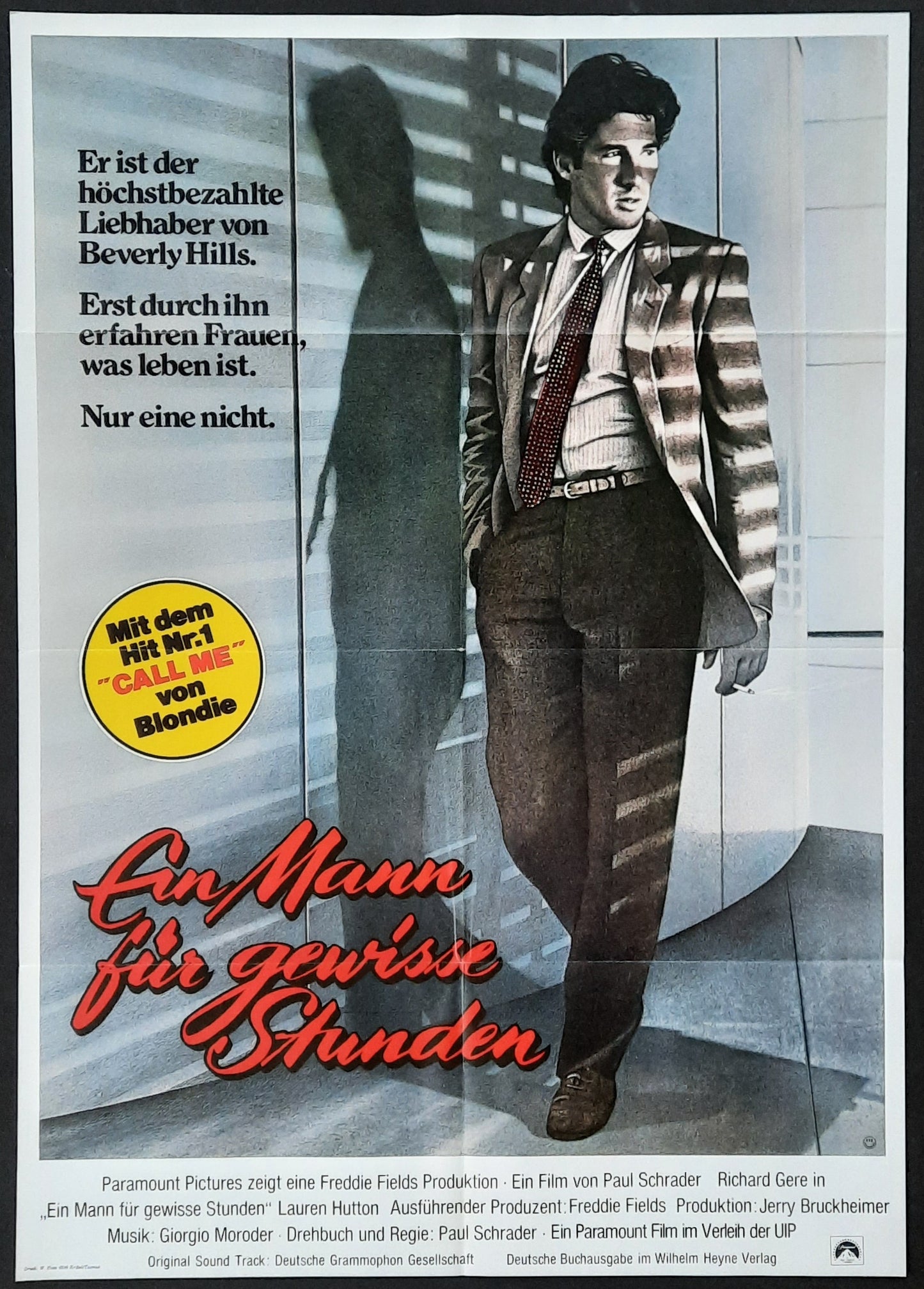AMERICAN GIGOLO Original Movie Poster 1980 Ricard Gere German 1-Sheet