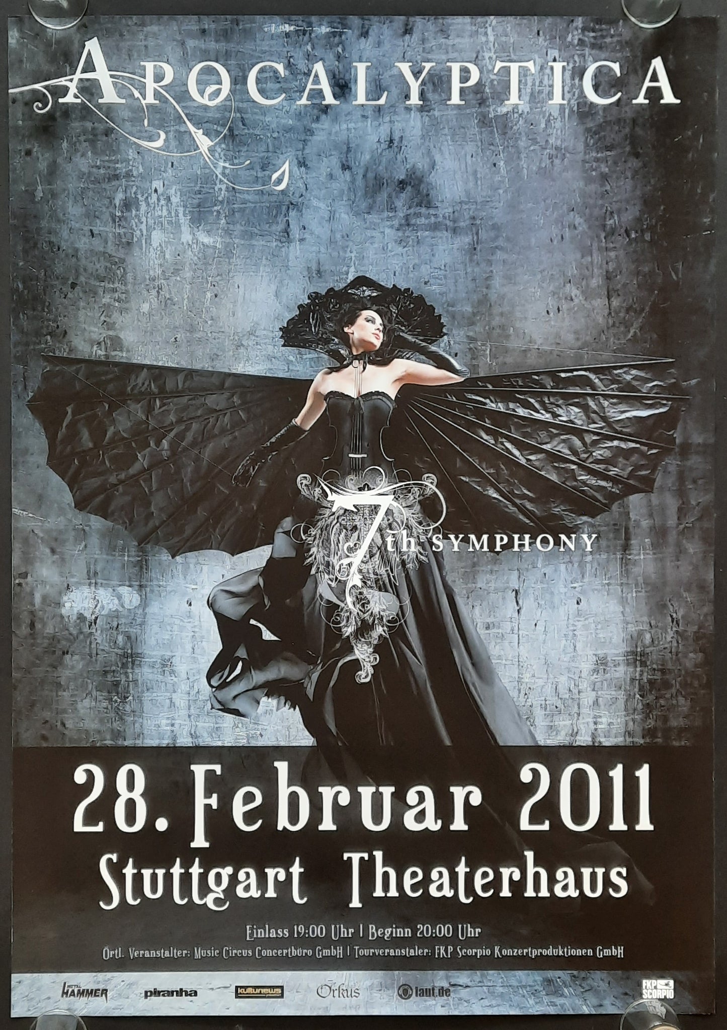 APOCALYPTICA Original Concert Poster February 28, 2011 Stuttgart Germany