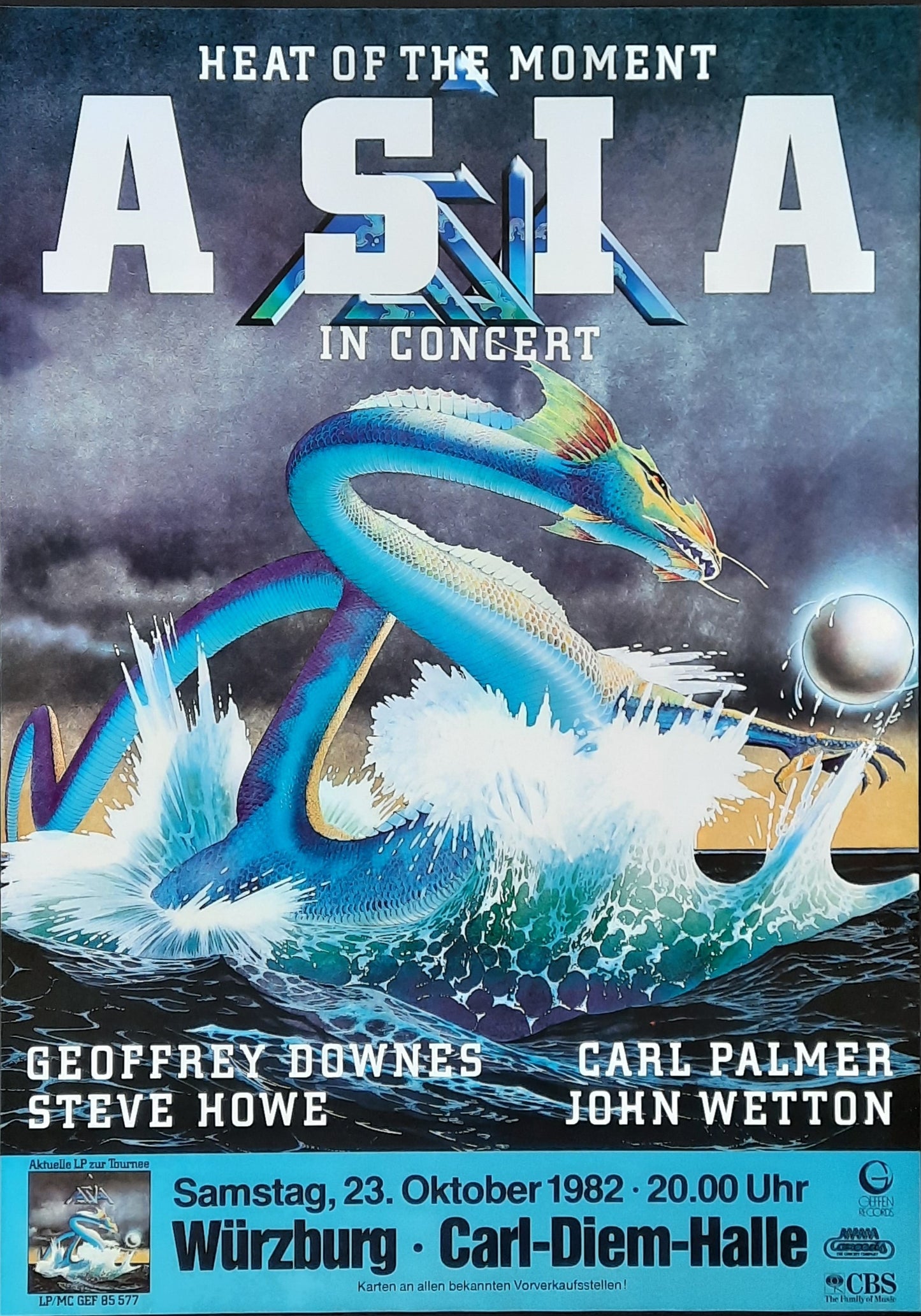 ASIA Original Concert Poster October 23, 1982 Wuerzburg Germany 1