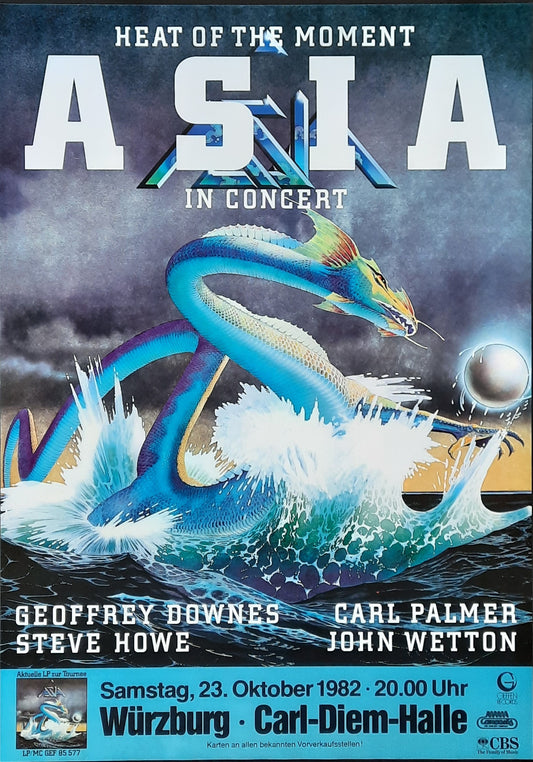 ASIA Original Concert Poster October 23, 1982 Wuerzburg Germany 1