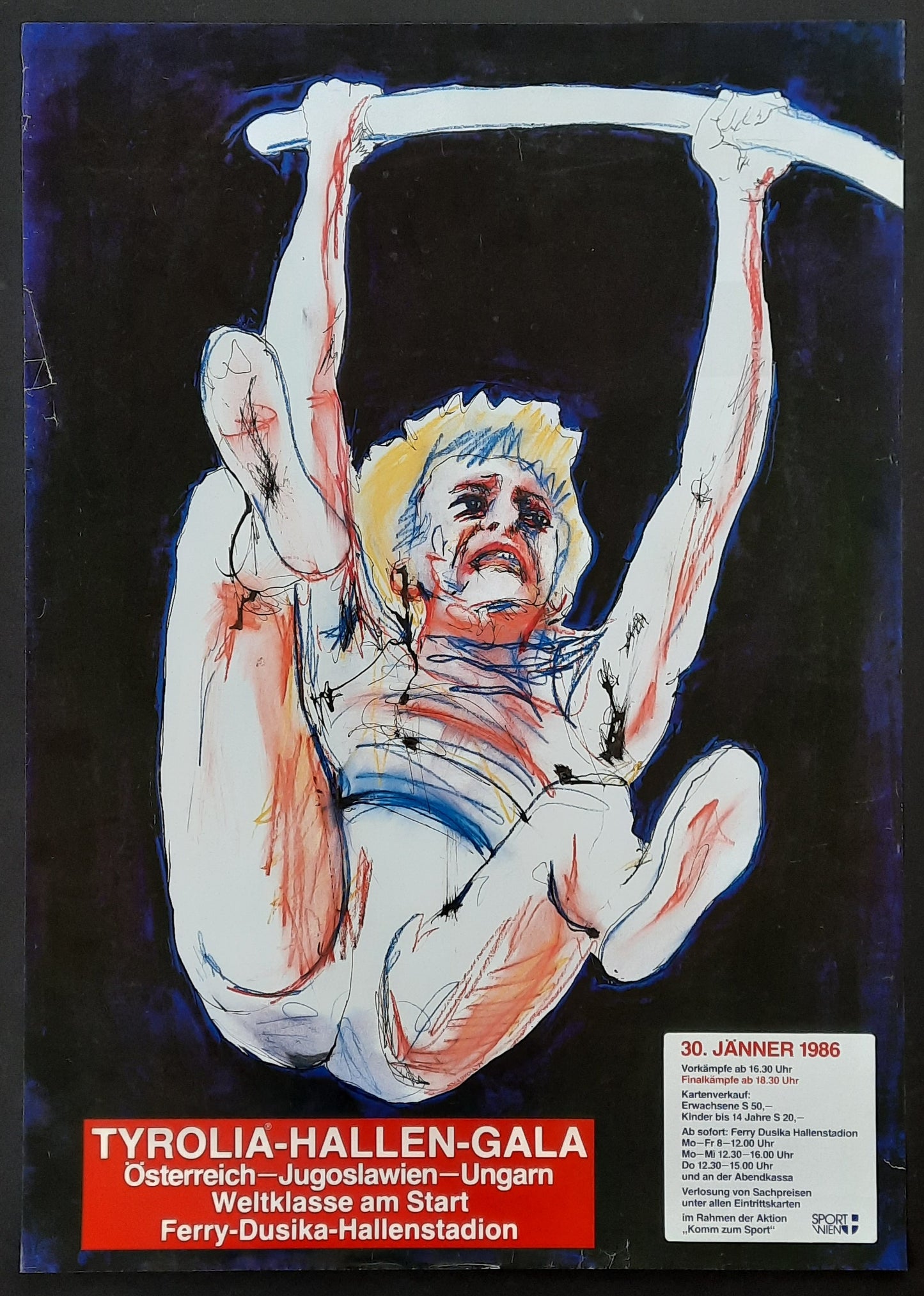 ATHLETICS MEETING Original Advertising Poster January 30, 1986 Vienna Austria 1