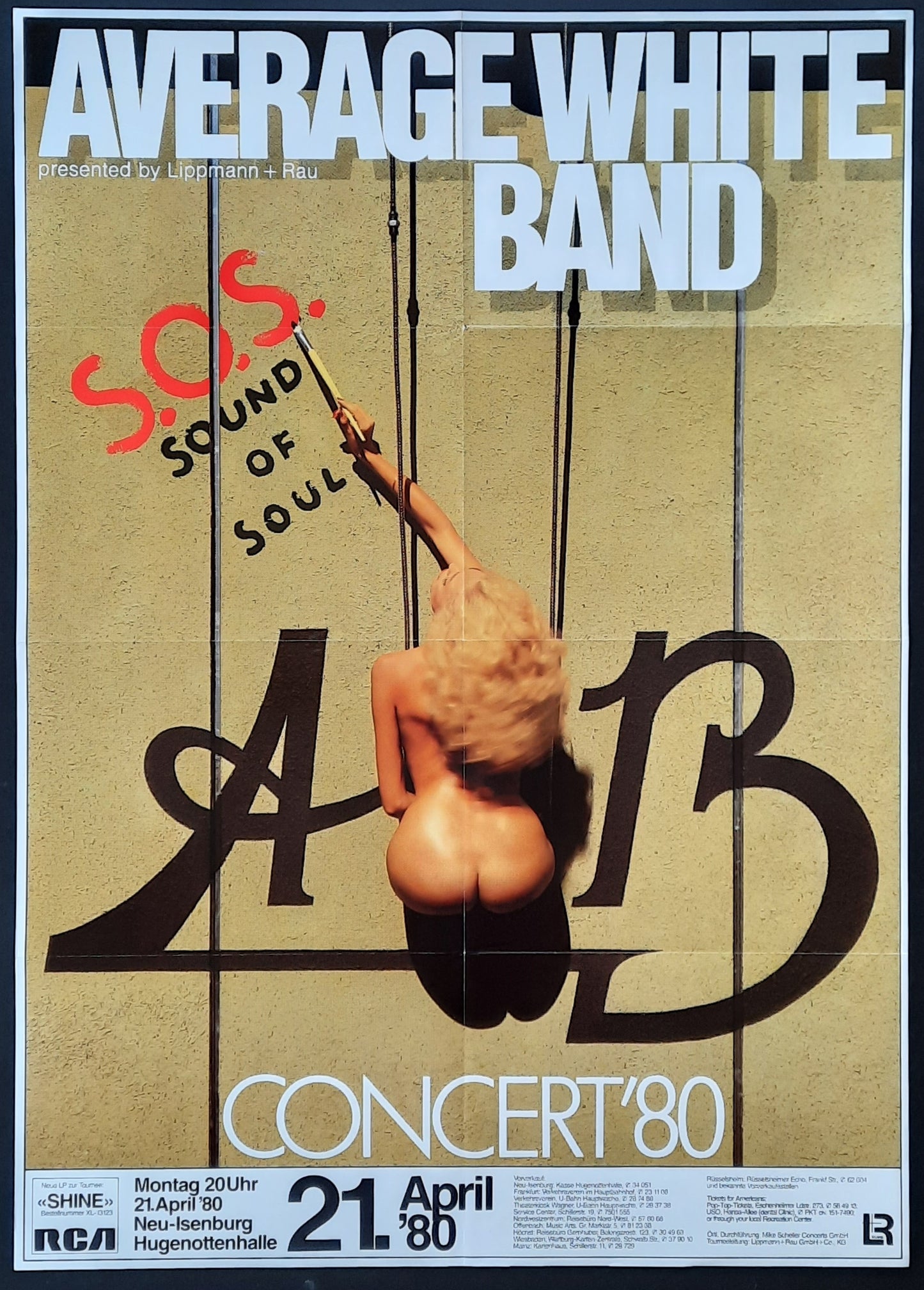 AVERAGE WHITE BAND Original Concert Poster April 21, 1980 Neu-Isenburg Germany