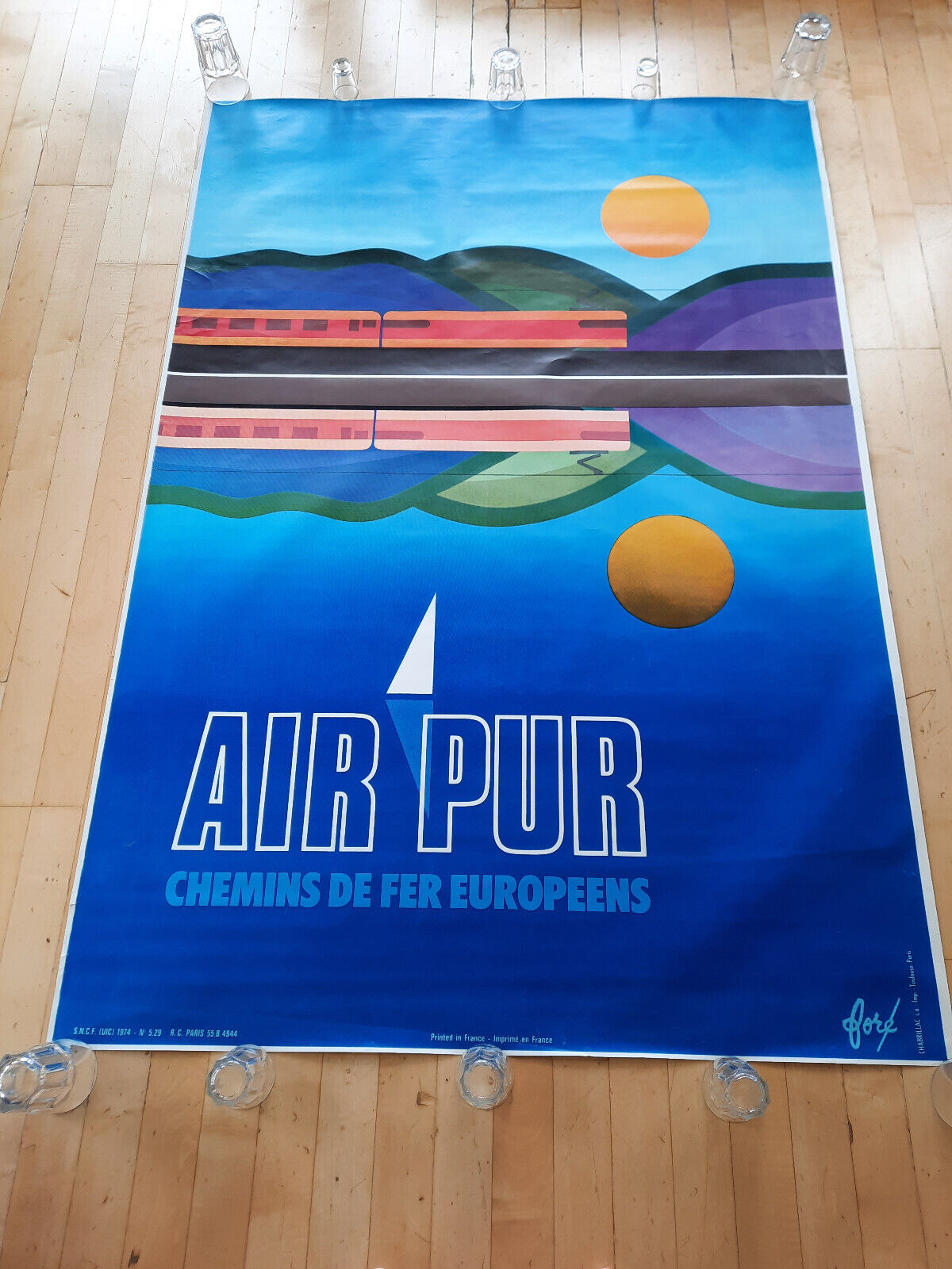 AIR PUR Original Poster 1975 by Foré SNCF Railway Train Travel France SUBWAY POSTER 47 x 67 inch