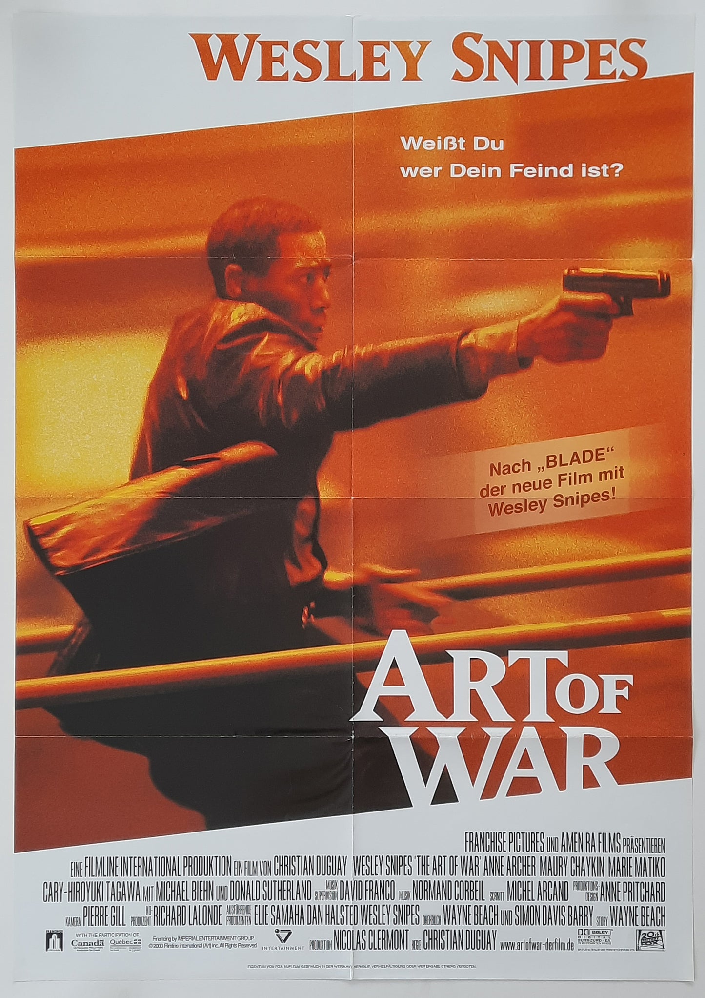 ART OF WAR Original Movie Poster 2000 Wesley Snipes German 1-Sheet