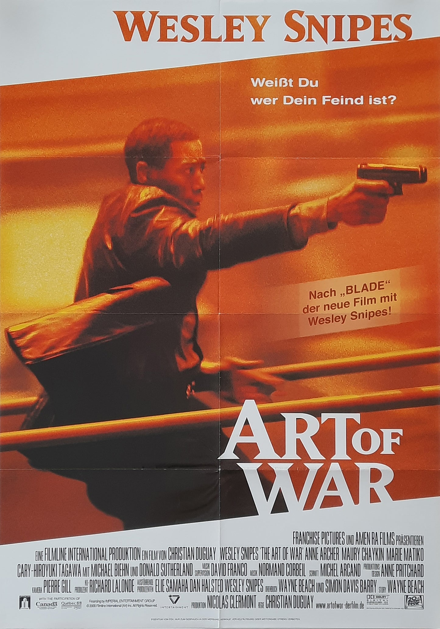 ART OF WAR Original Movie Poster 2000 Wesley Snipes German 1-Sheet