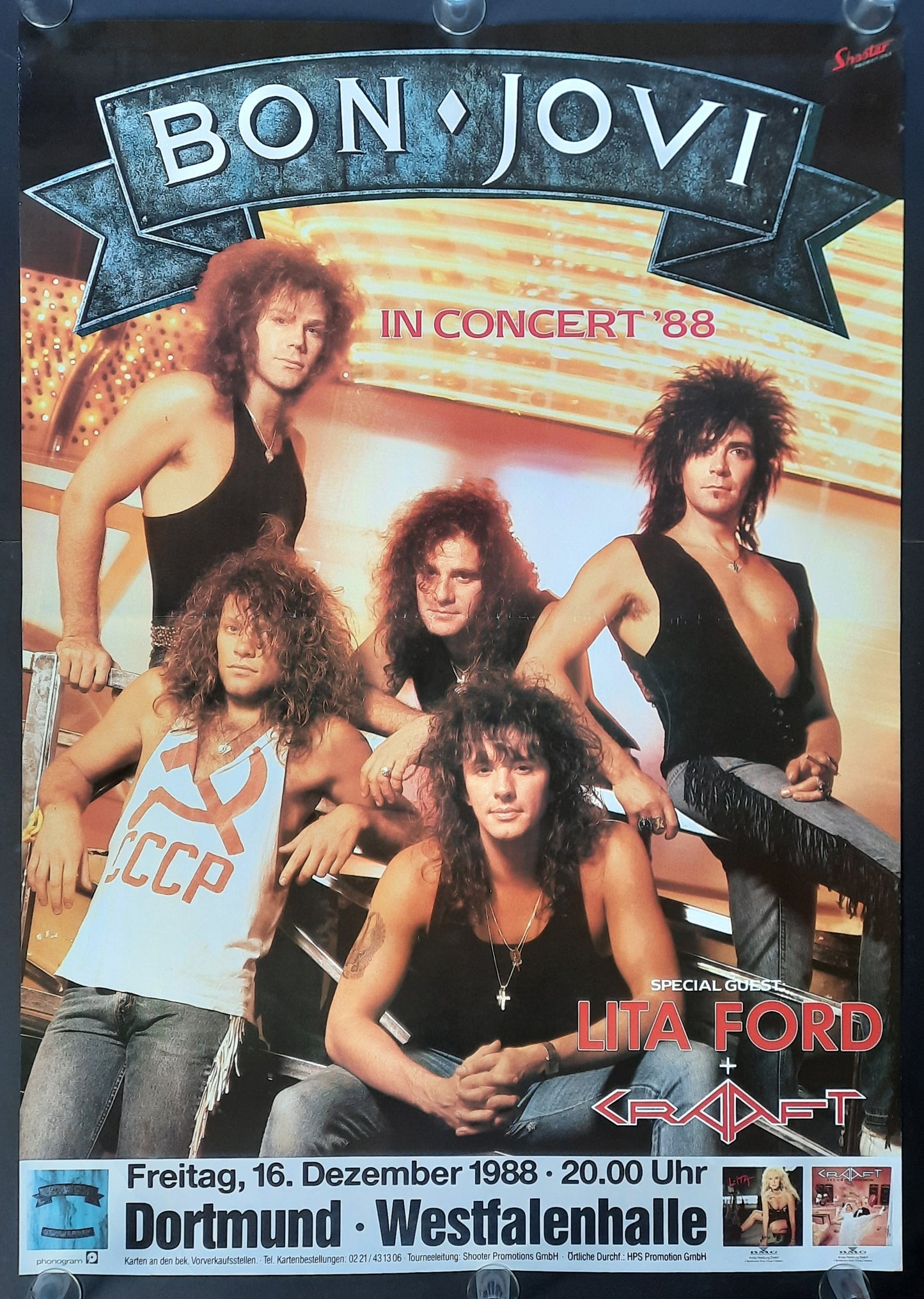 BON JOVI Original Concert Poster December 16, 1988 Dortmund Germany SUBWAY POSTER 1