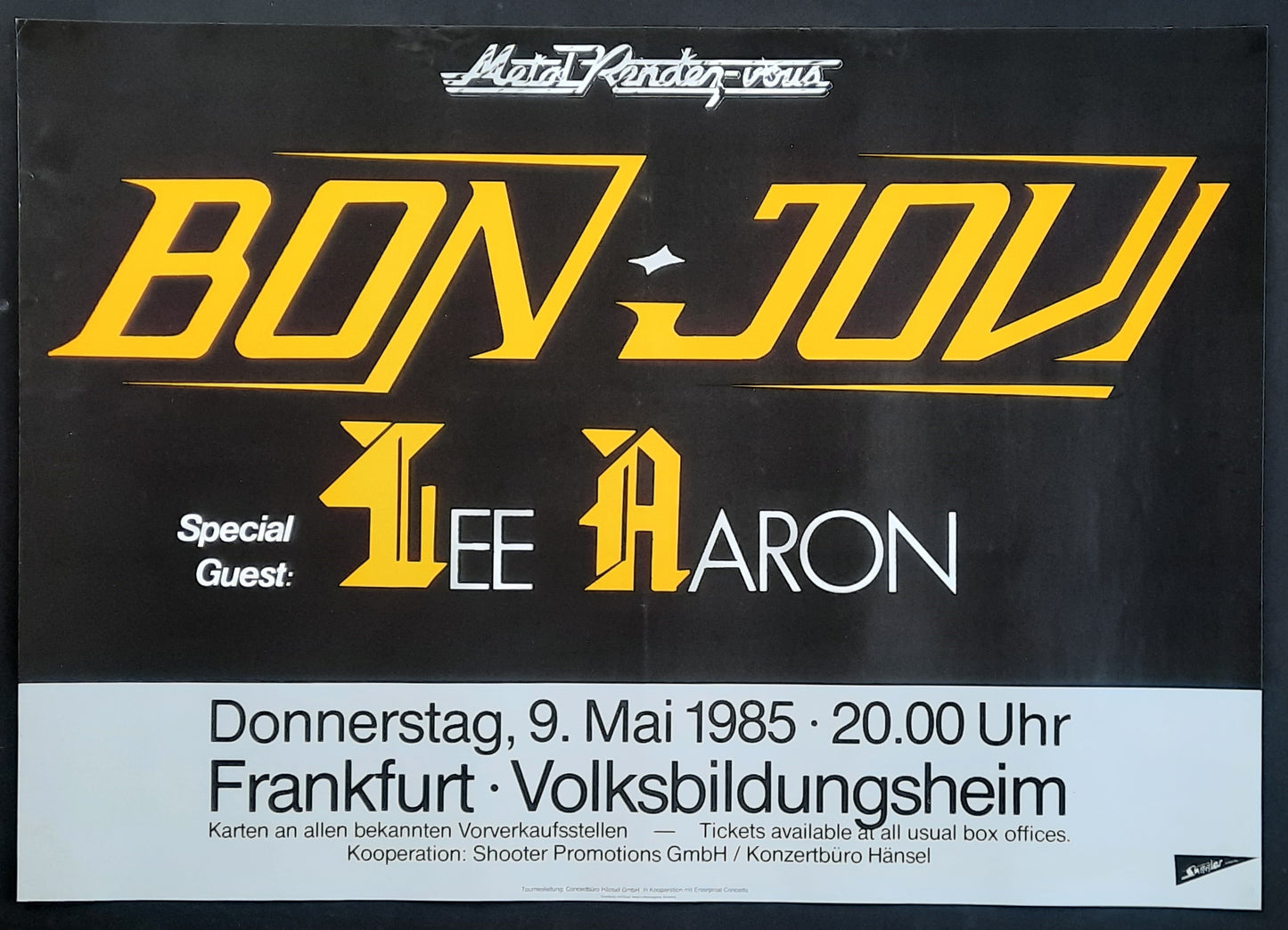 BON JOVI Original Concert Poster May 9, 1985 Frankfurt Germany 1