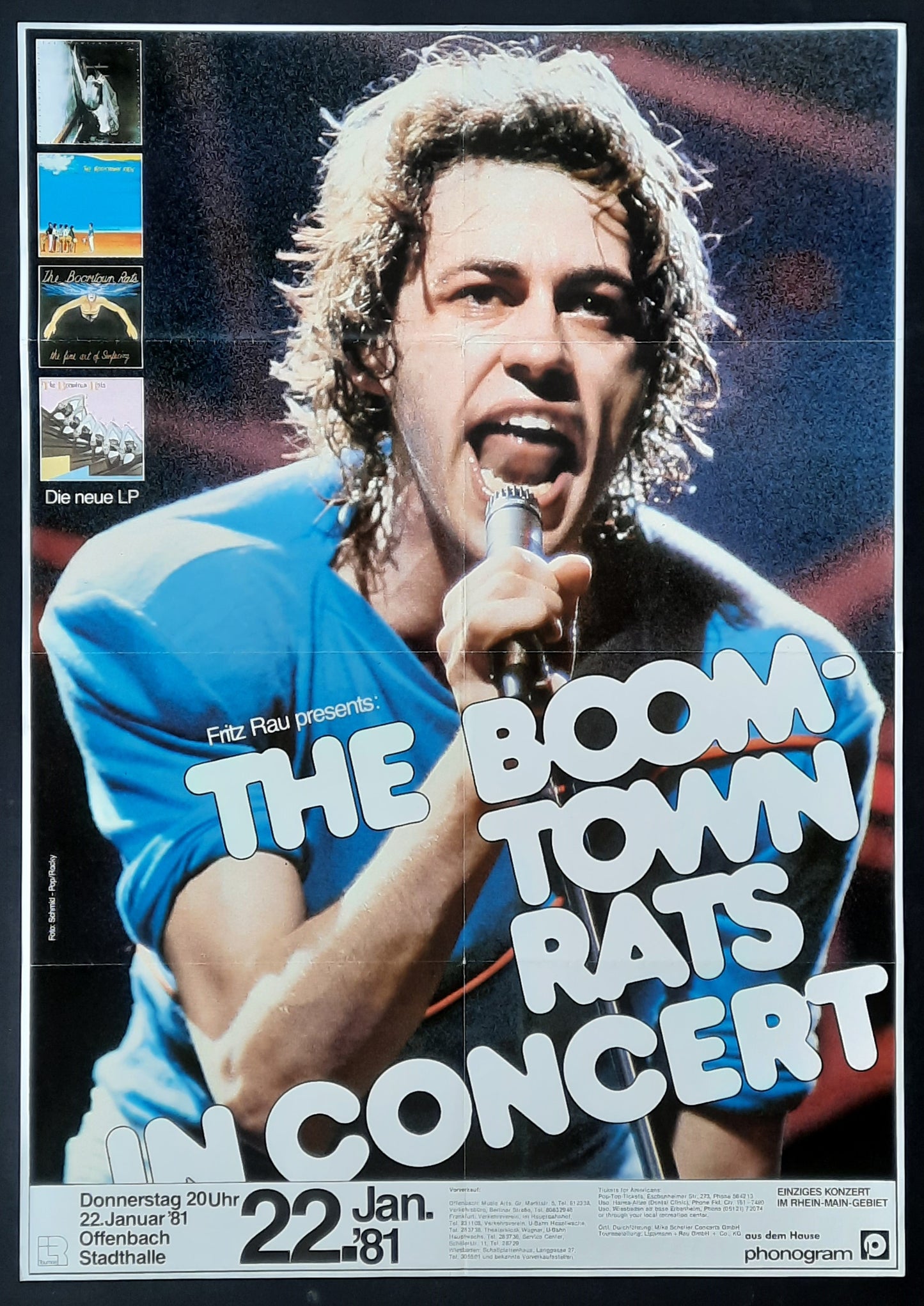 BOOMTOWN RATS Original Concert Poster January 22, 1981 Offenbach Germany