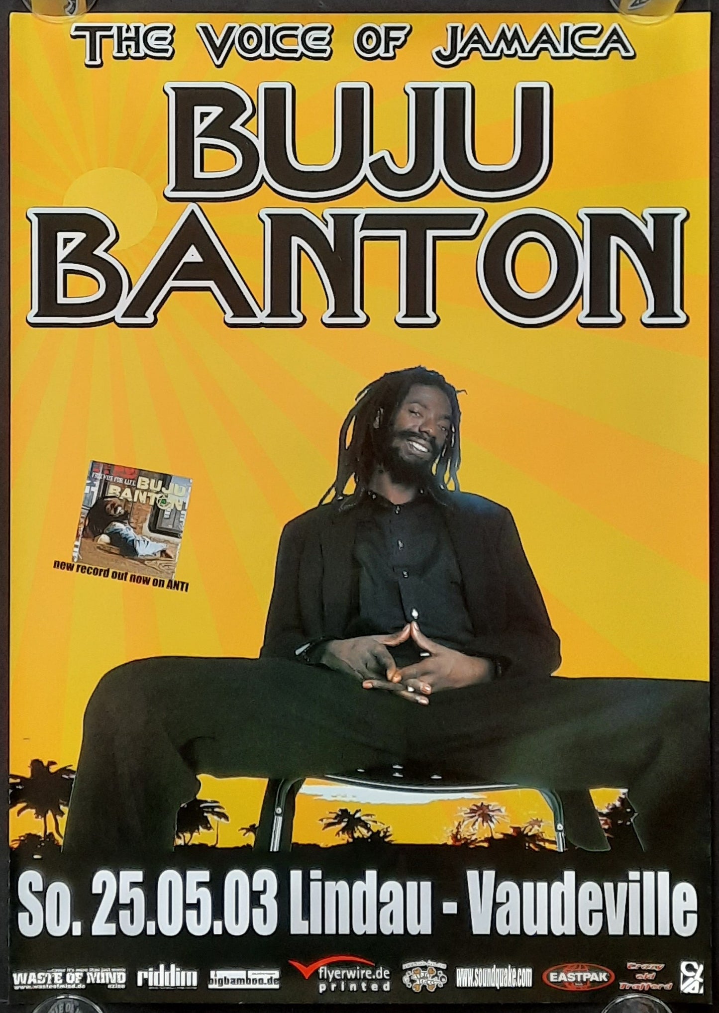 BUJU BANTON Original Concert Poster May 25, 2003 Lindau Germany 42 x 59