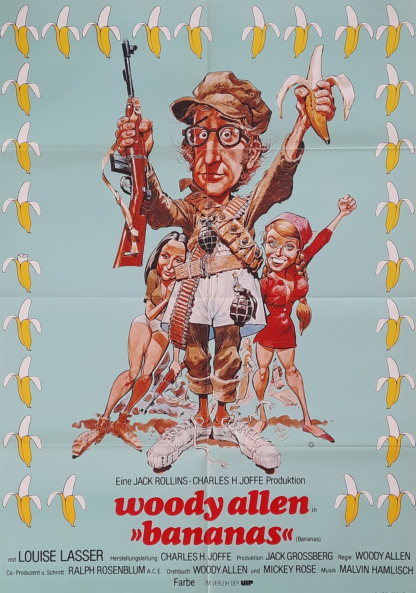 BANANAS Original Movie Poster 1971 Woody Allen German 1-Sheet
