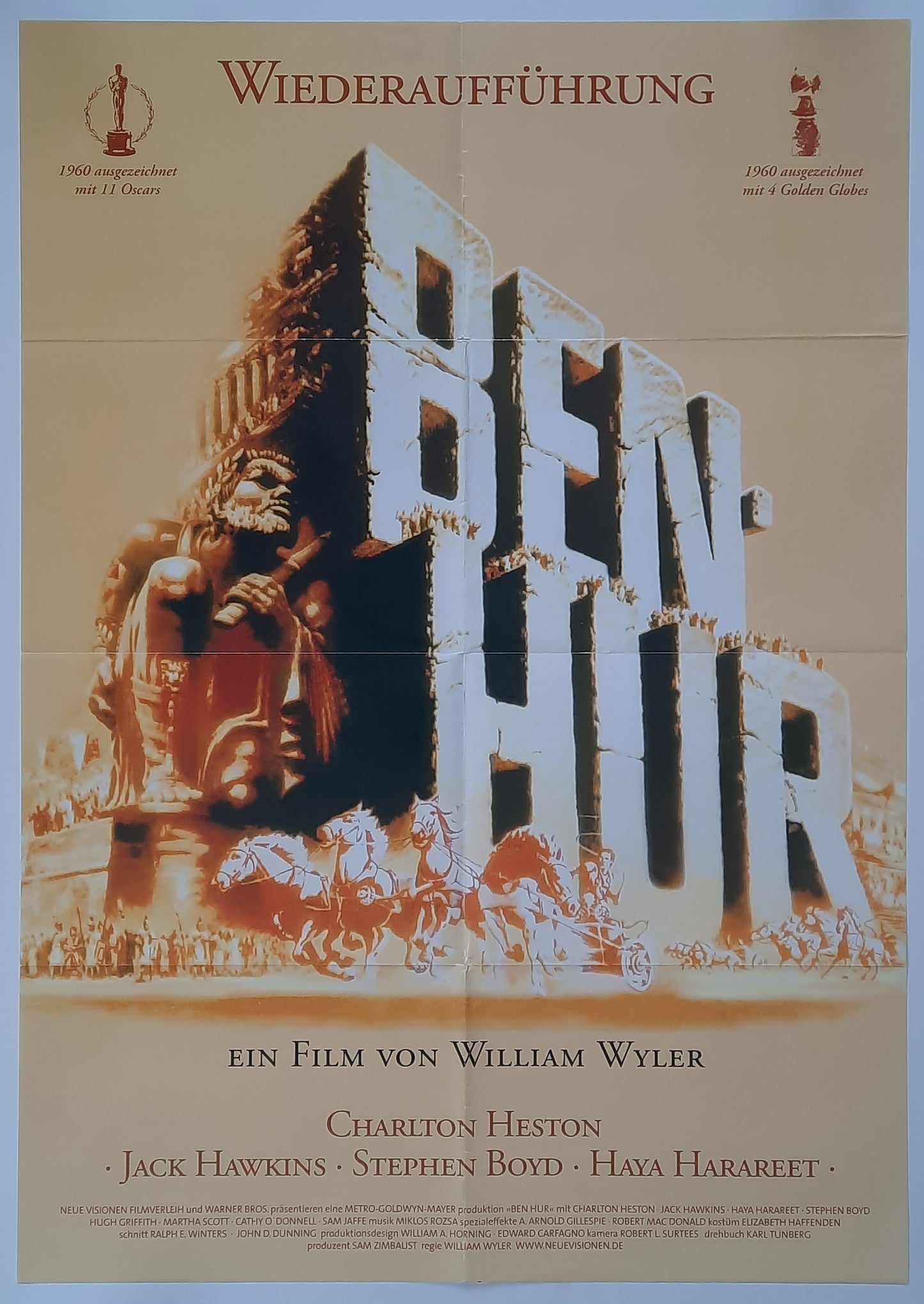 BEN HUR Original Movie Poster Re-1970 (1959) Charlton Heston German 1-Sheet