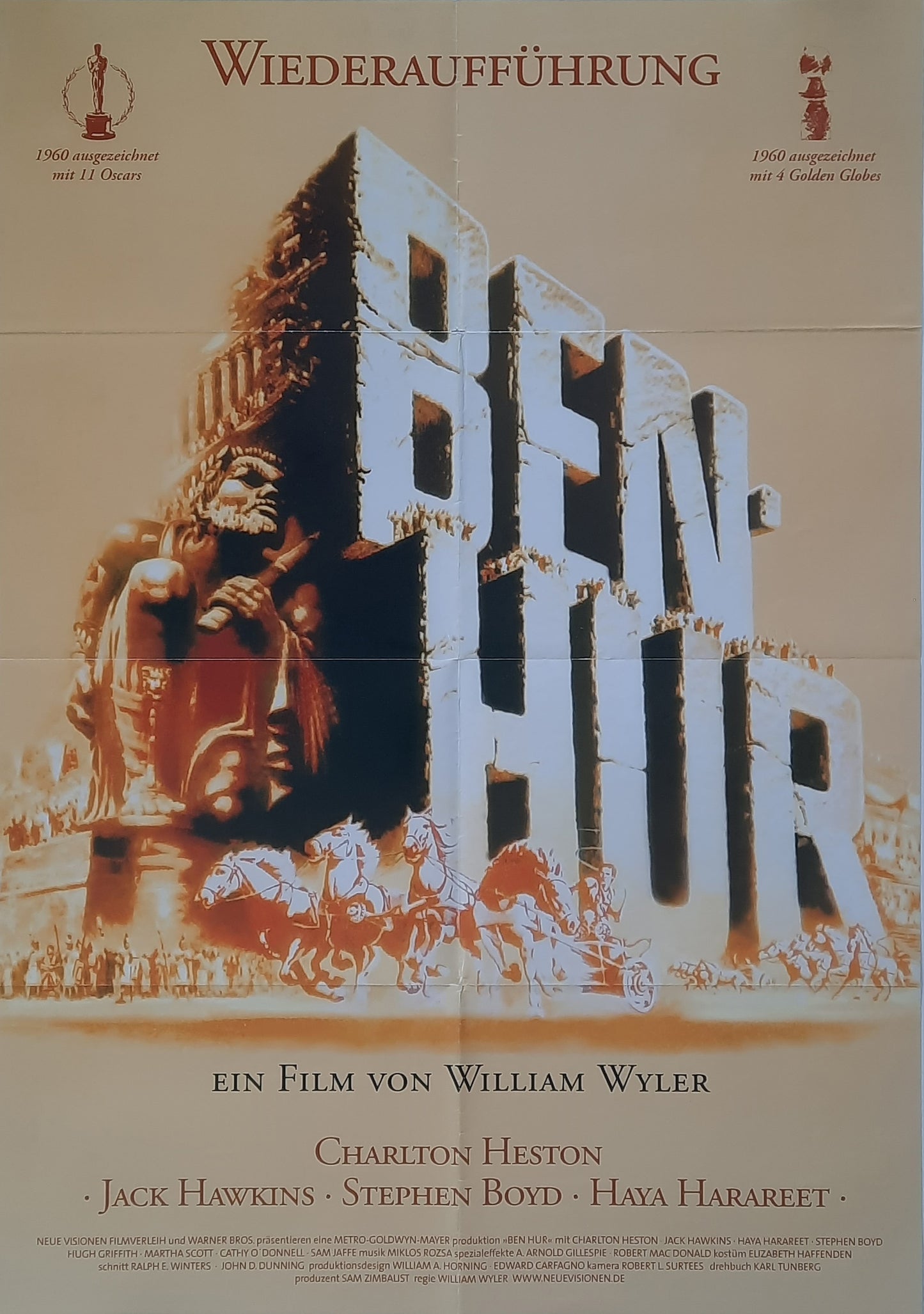 BEN HUR Original Movie Poster Re-1970 (1959) Charlton Heston German 1-Sheet