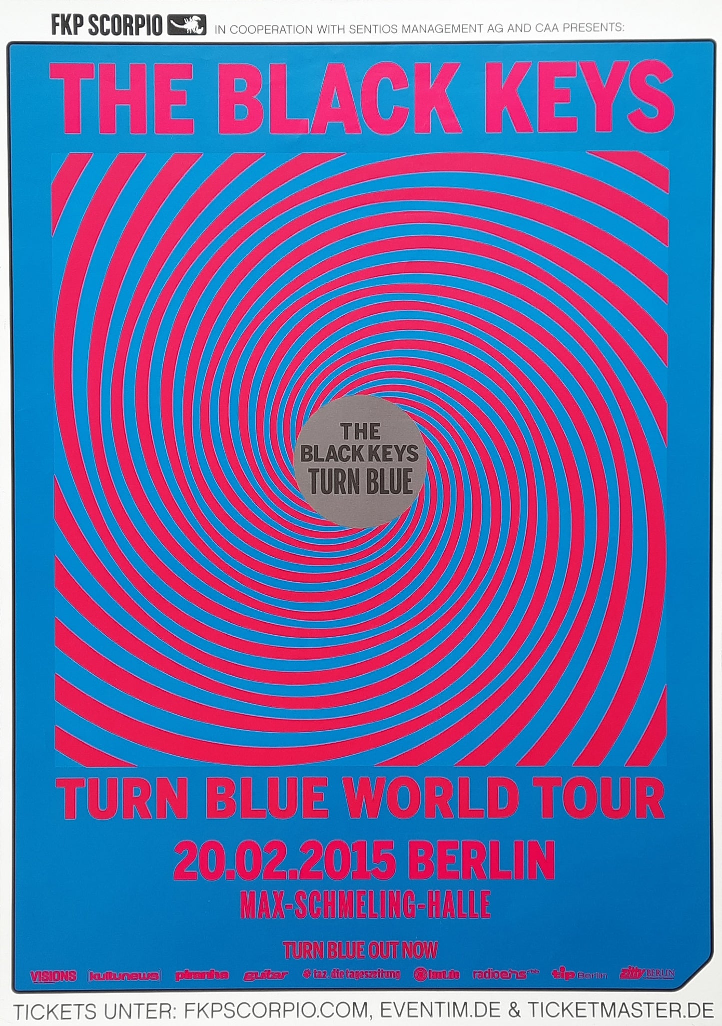 BLACK KEYS Original Concert Poster 2015 Tour "Turn Blue" Berlin Germany CANCELLED SHOW