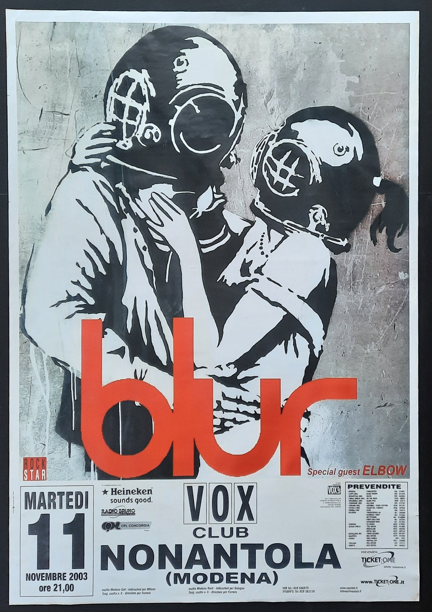 BLUR Original Concert Poster November 11, 2003 Modena Italy "Think Tank" by Bansky