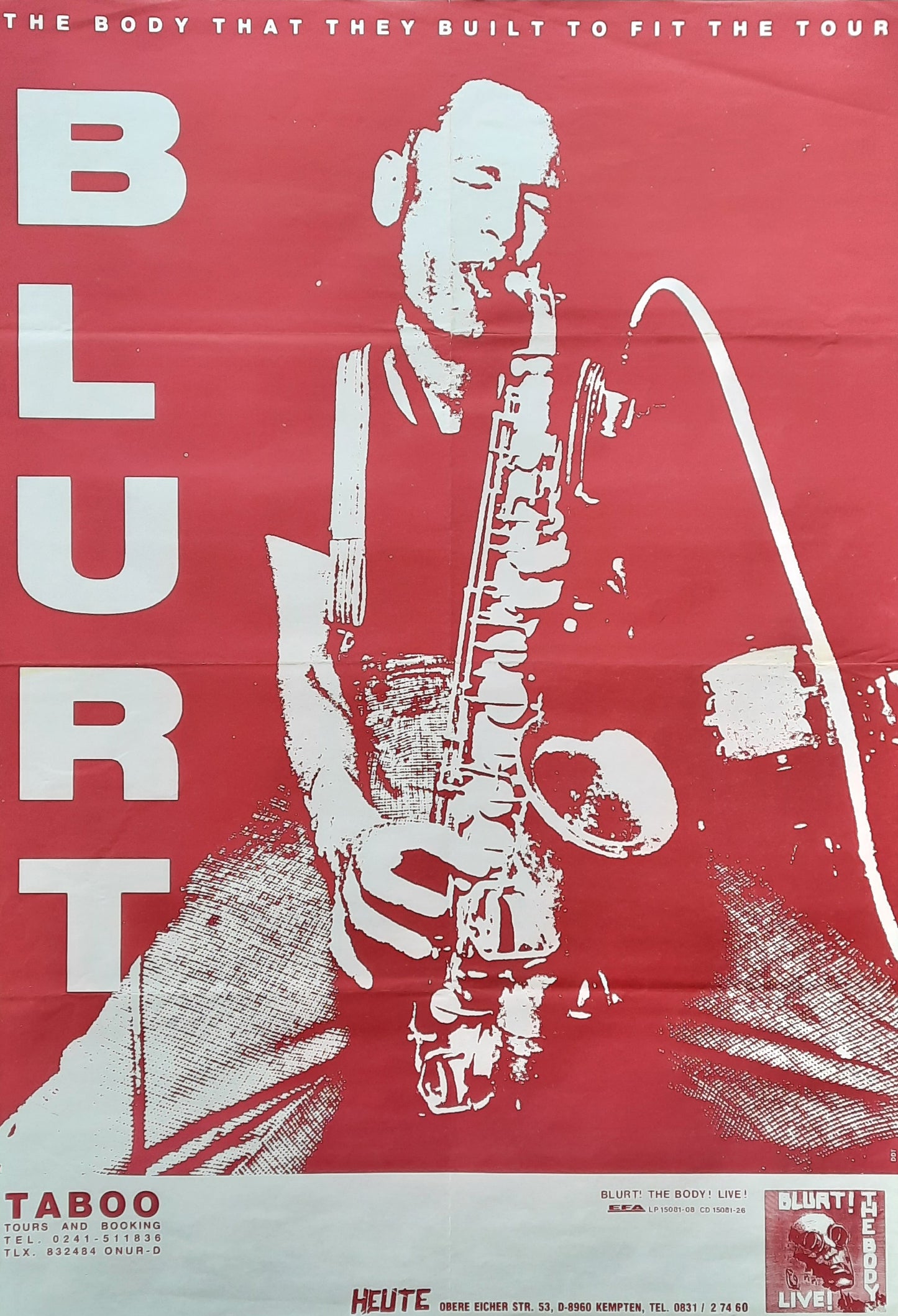 BLURT Original Concert Poster (blank) 1990