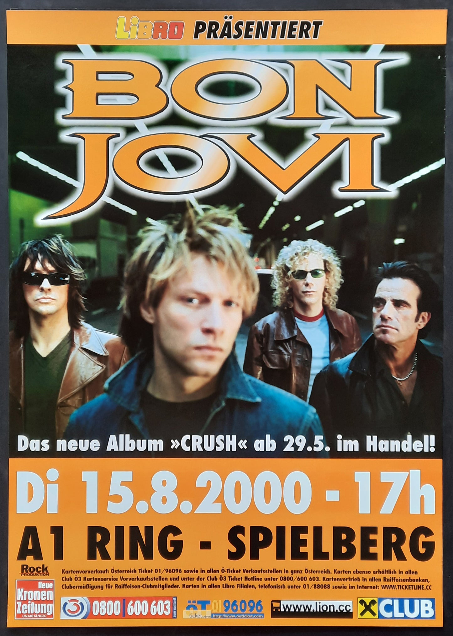 BON JOVI Original Concert Poster August 15, 2000 Spielberg Austria