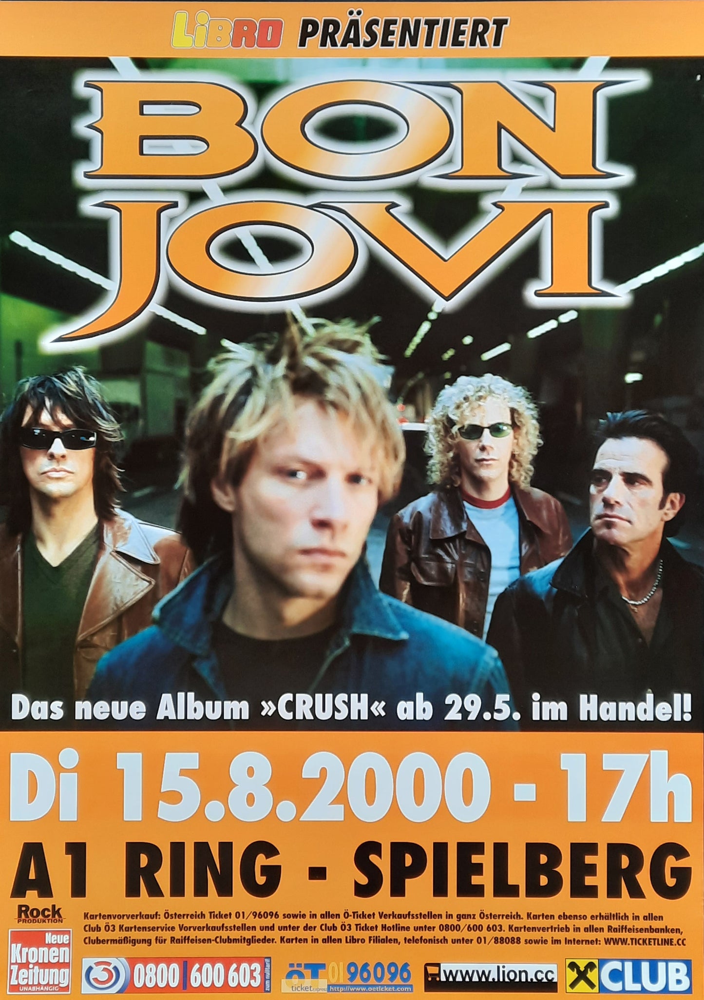BON JOVI Original Concert Poster August 15, 2000 Spielberg Austria