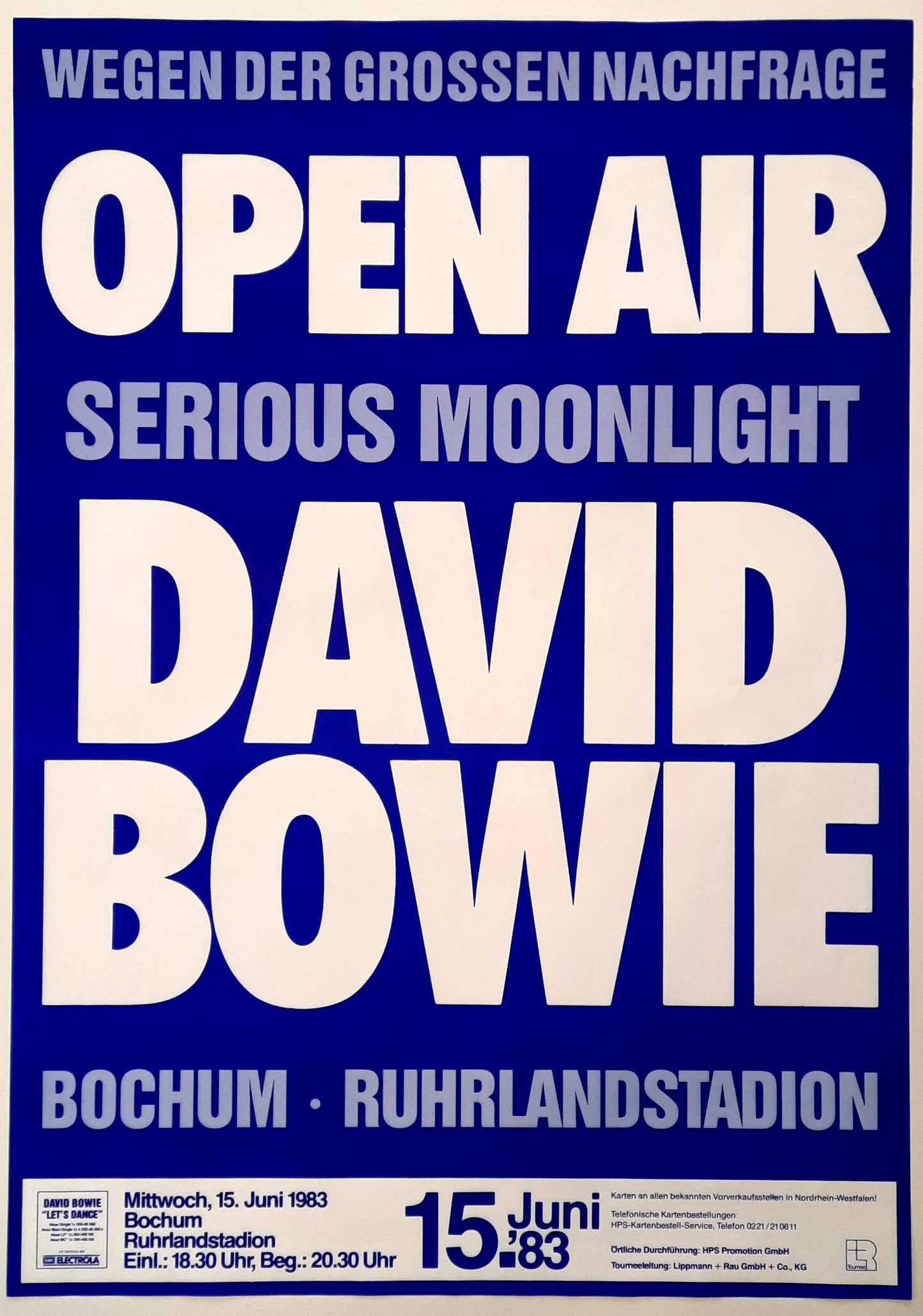 DAVID BOWIE Original Concert Poster June 15, 1983 Bochum Germany