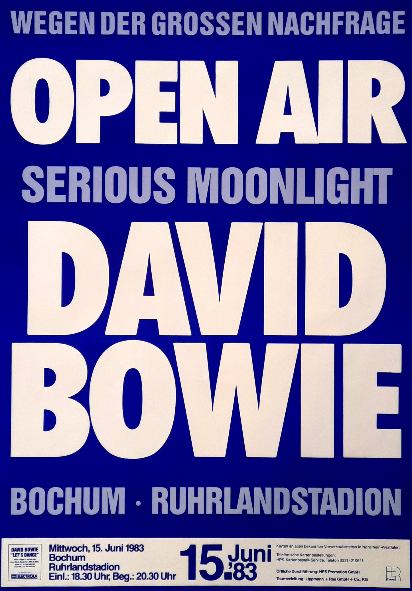 DAVID BOWIE Original Concert Poster June 15, 1983 Bochum Germany