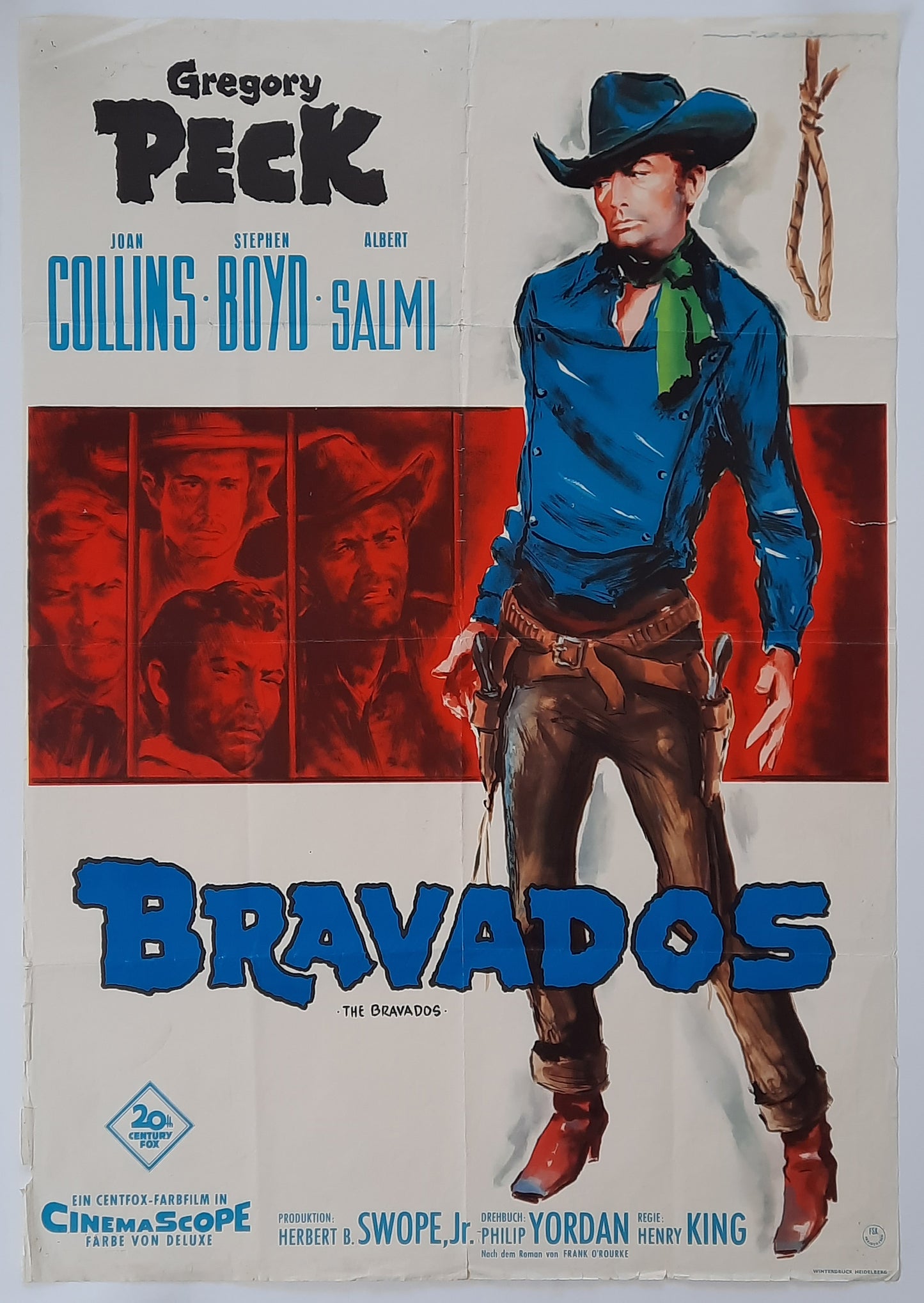 BRAVADOS Original Movie Poster 1958 Gregory Peck German 1-Sheet