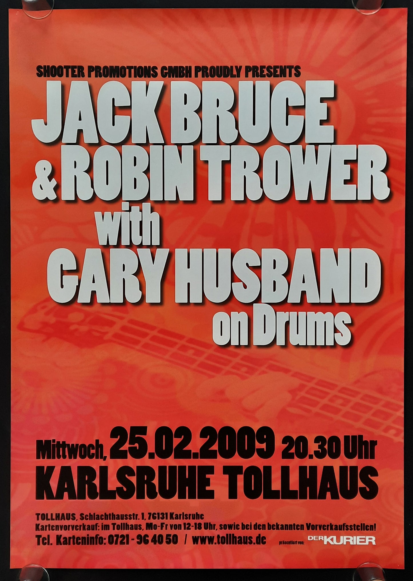 Jack Bruce 2009 Concert Poster Feb 25th Karlsruhe Germany 1st Print