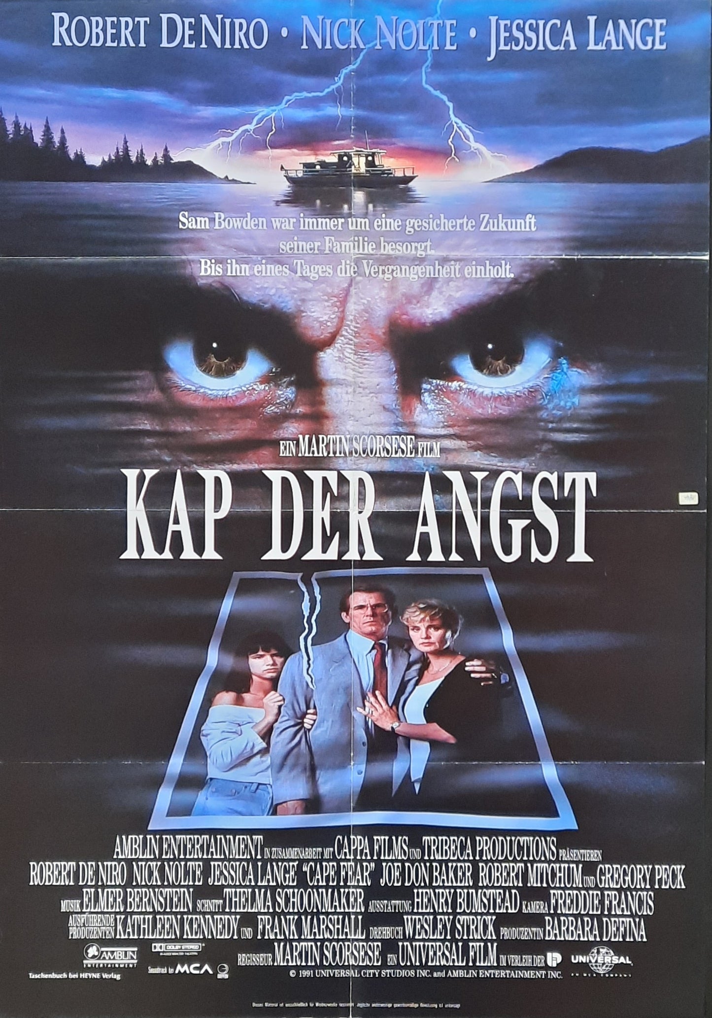 CAPE FEAR Original Movie Poster 1991 Martin Scorsese Robert de Niro Nick Nolte Jessica Lange German 1-Sheet 11