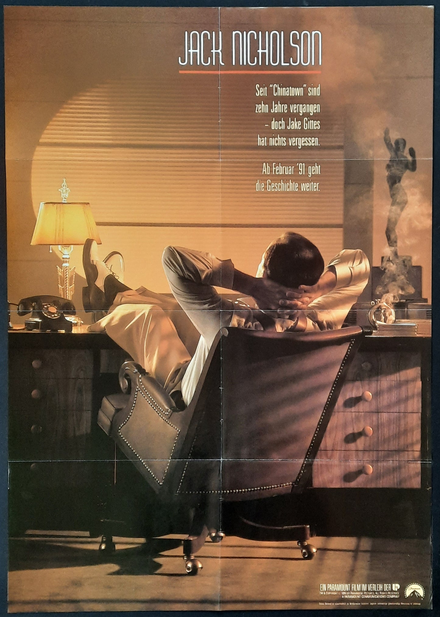 CHINATOWN 2 - THE TWO JAKES Original Movie Teaser Poster 1990 Jack Nicholson German 1-Sheet