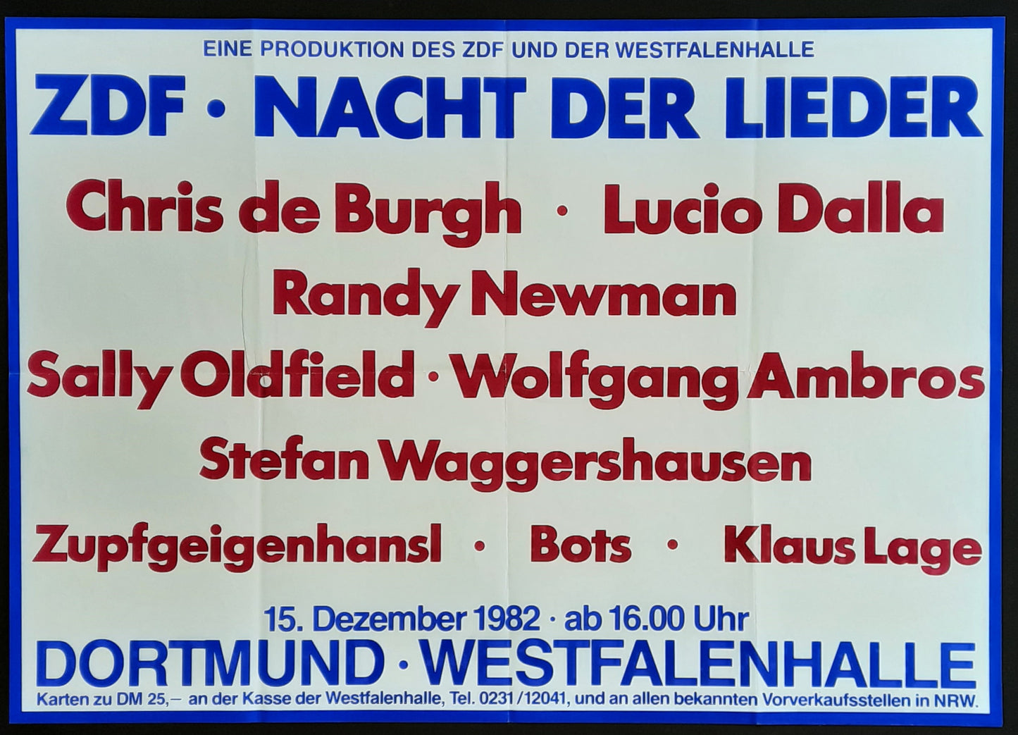 CHRIS DE BURGH - LUCIO DALLA RANDY NEWMAN Original Concert Poster 1