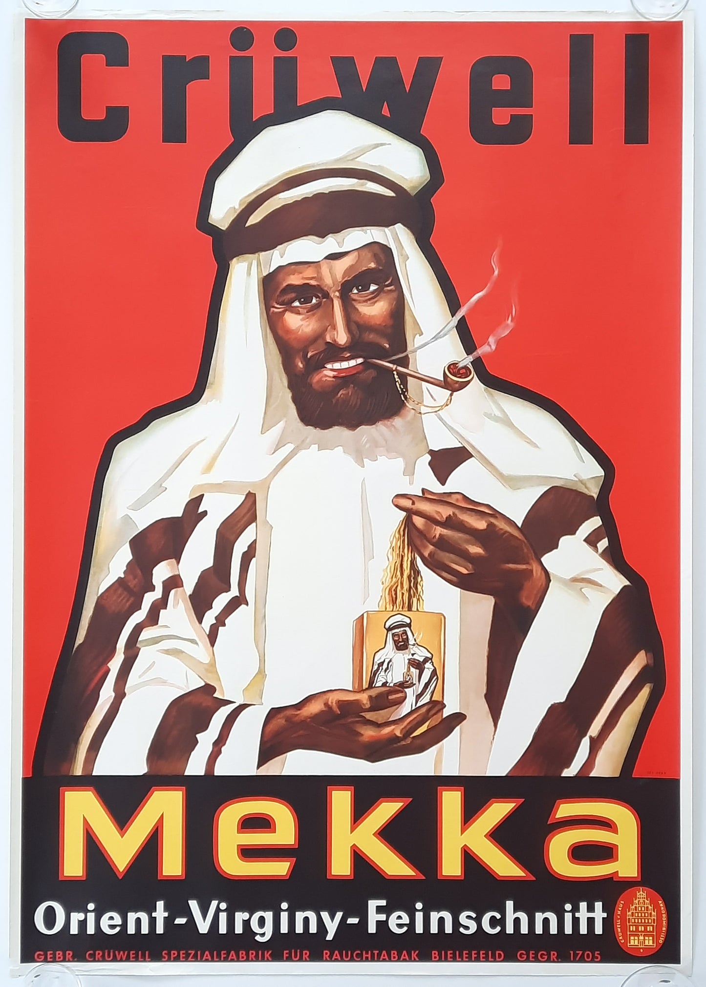 CRÜWELL "MEKKA" 1930 Tobacco Poster 23 x 33 inch