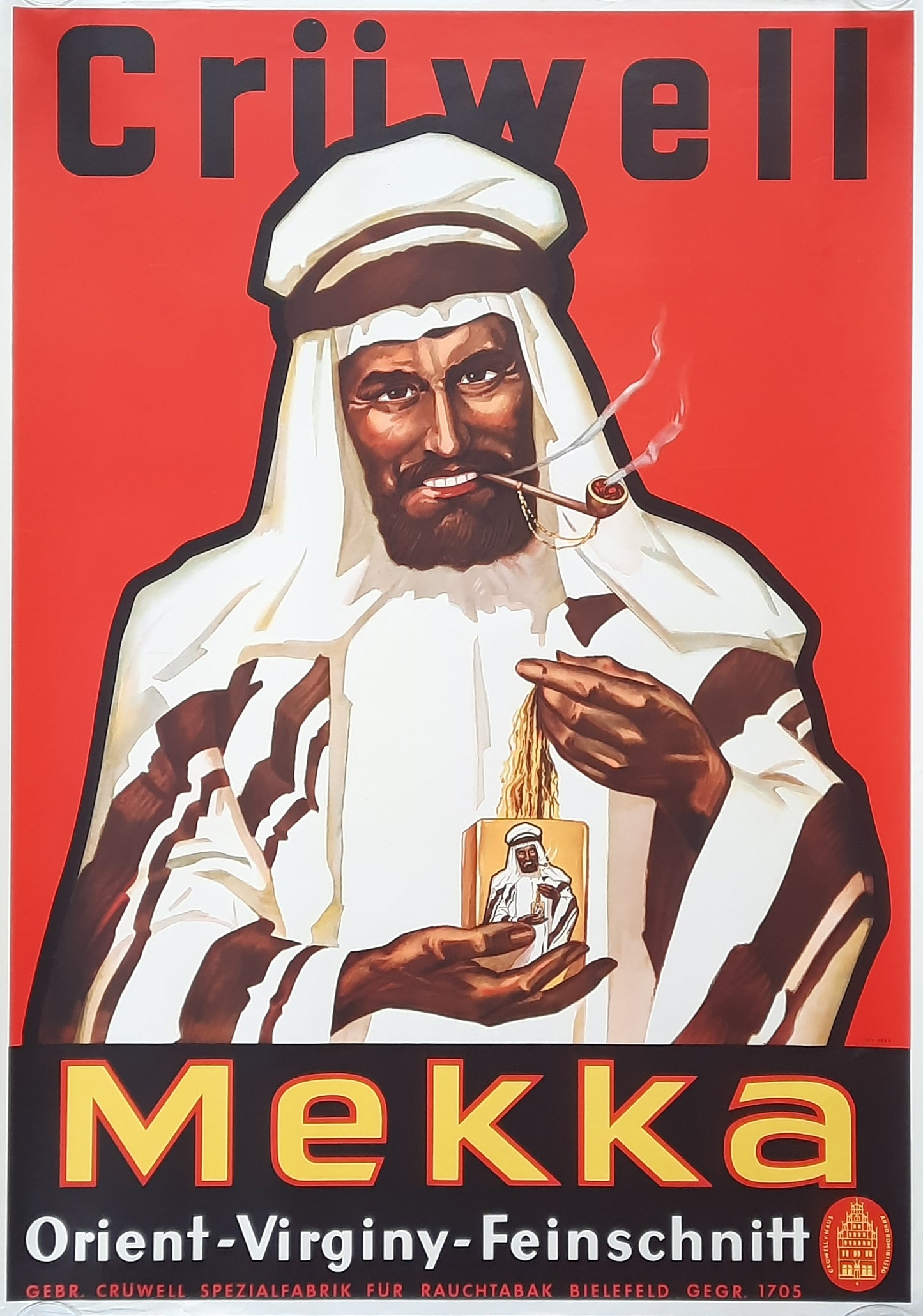 CRÜWELL "MEKKA" 1930 Tobacco Poster 23 x 33 inch