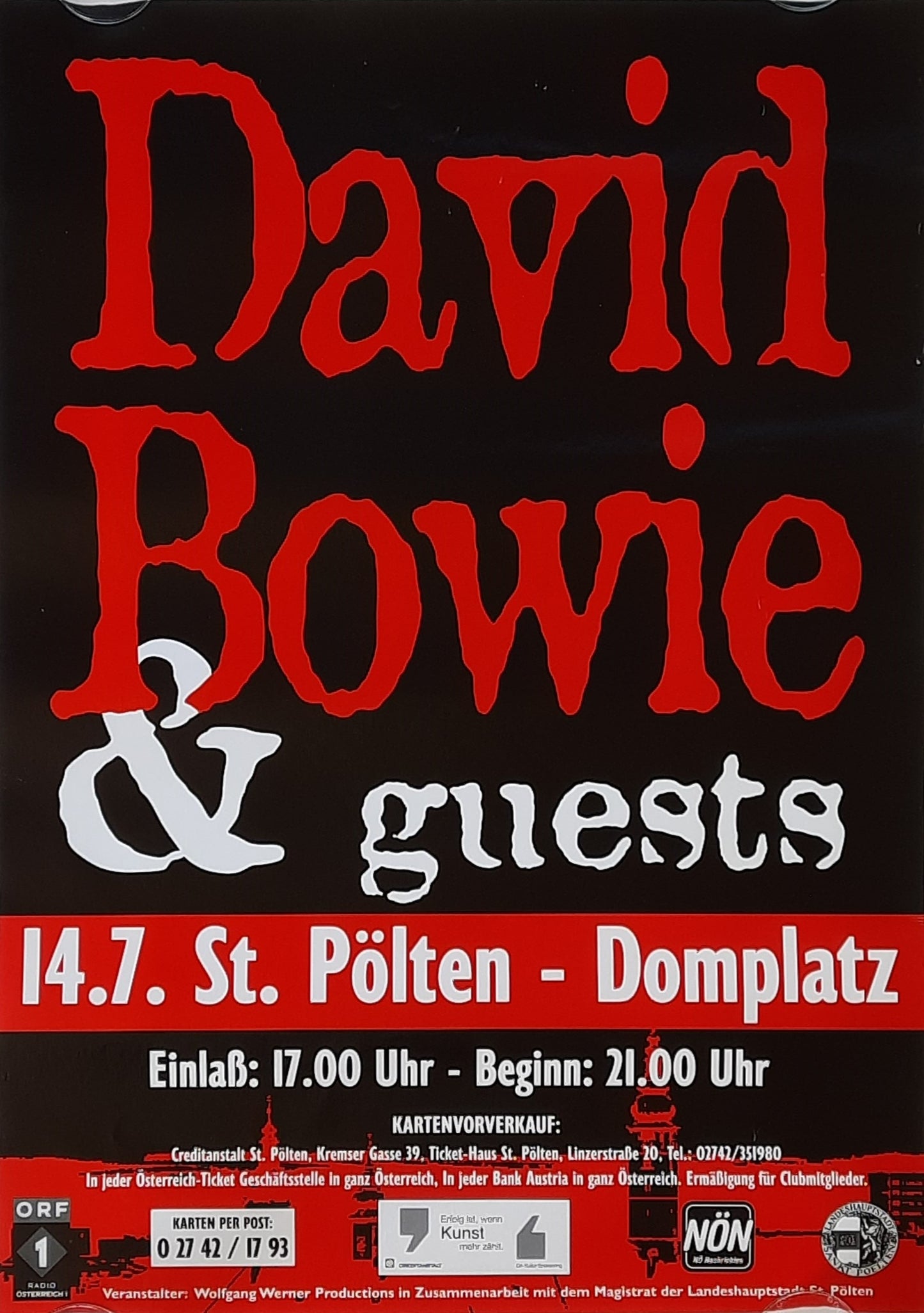 DAVID BOWIE Original Concert Poster July 14, 1996 St. Pölten, Austria