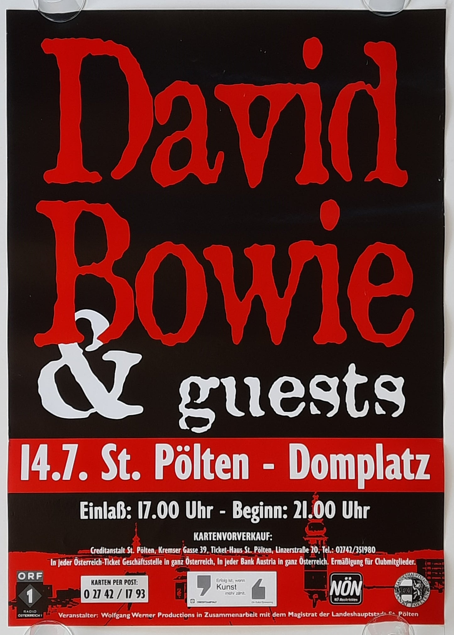 DAVID BOWIE Original Concert Poster July 14, 1996 St. Pölten, Austria 1