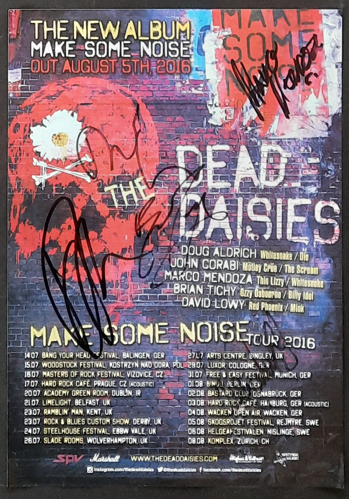 DEAD DAISIES 2016 Original Concert Poster - Make Some Noise Tour Europe SIGNED