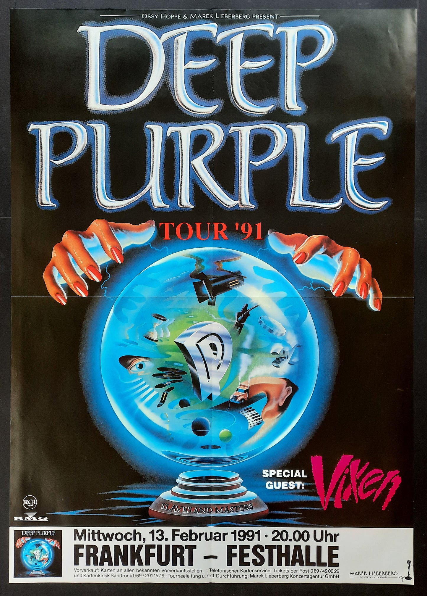 DEEP PURPLE Original Concert Poster February 17, Frankfurt Germany SUBWAY POSTER! 1