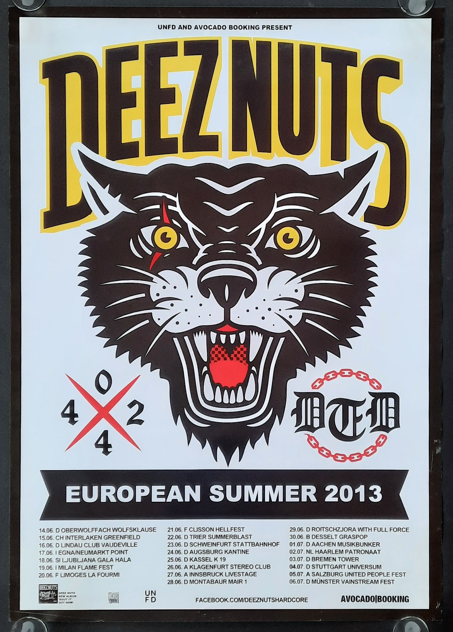 DEEZ NUTS Original Concert Poster 2013 European Tour