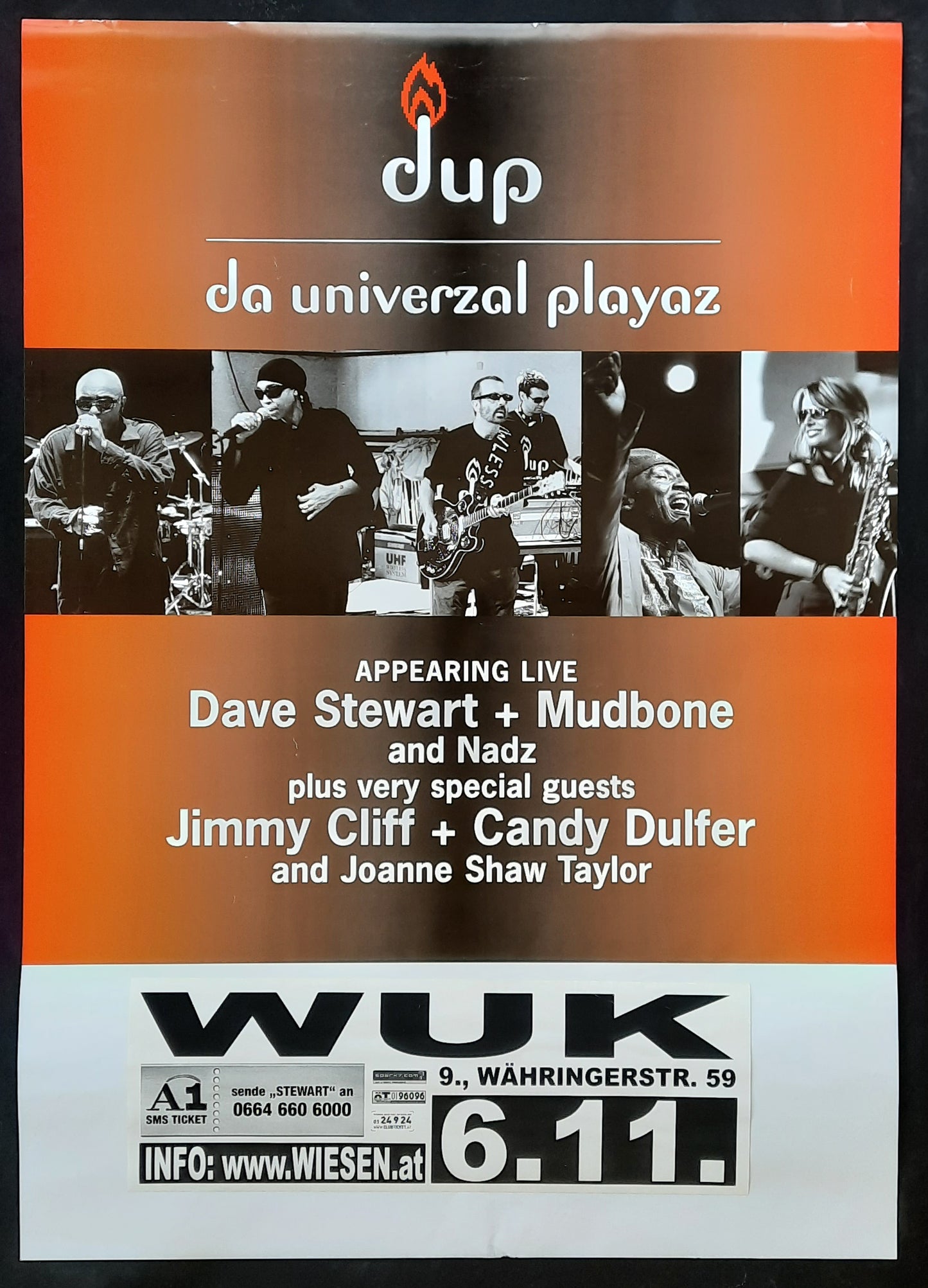 DUP - DA UNIVERZAL PLAYAZ (Cliff, Dulfer, Stewart, Mudbone, Taylor) Original oncert Poster 1