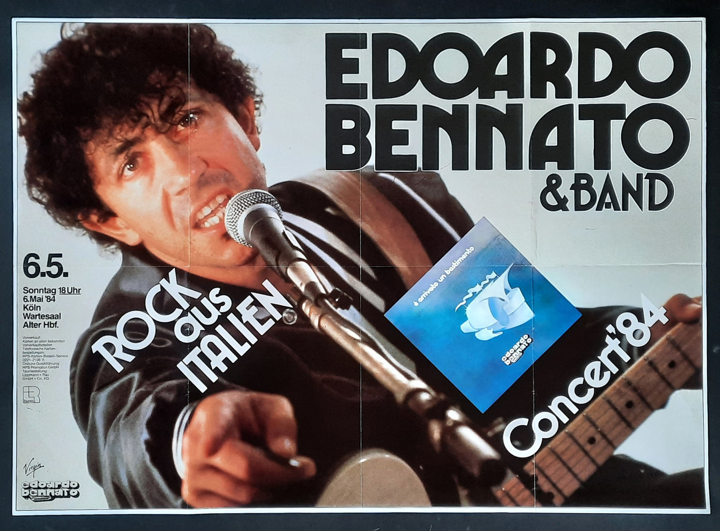 EDOARDO BENNATO Original Concert Poster May 6, 1984 Cologne Germany