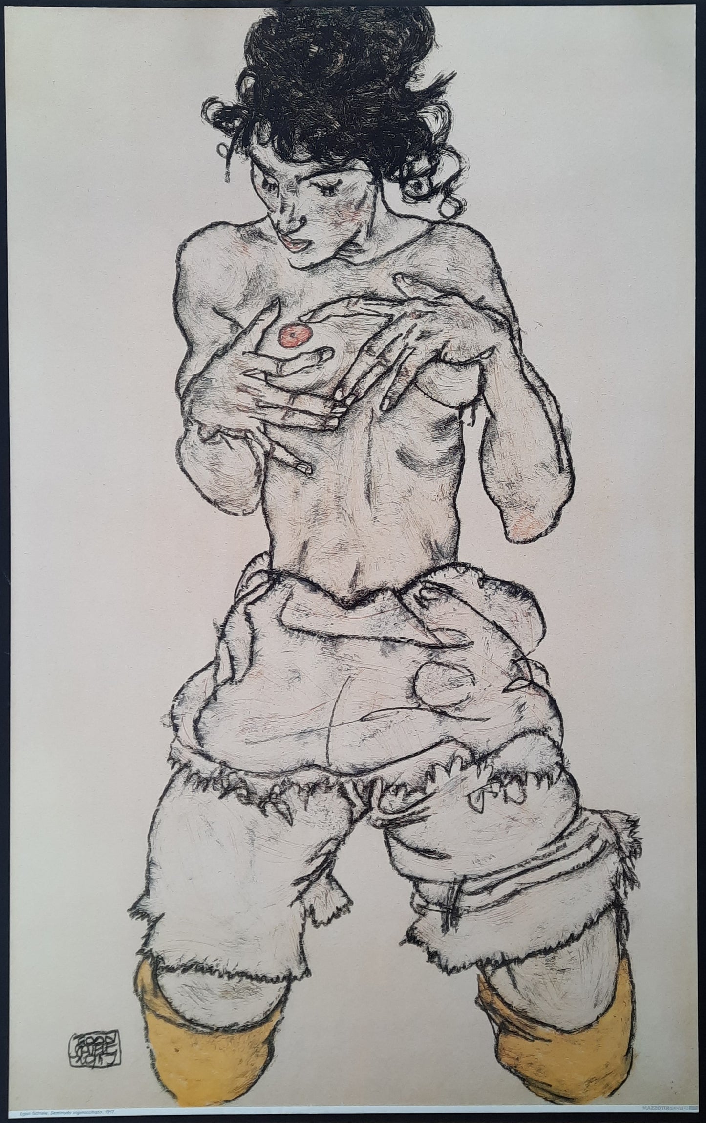 EGON SCHIELE 1917 Original Licensed Poster - Semi-nude act by Mazzotta 1980s