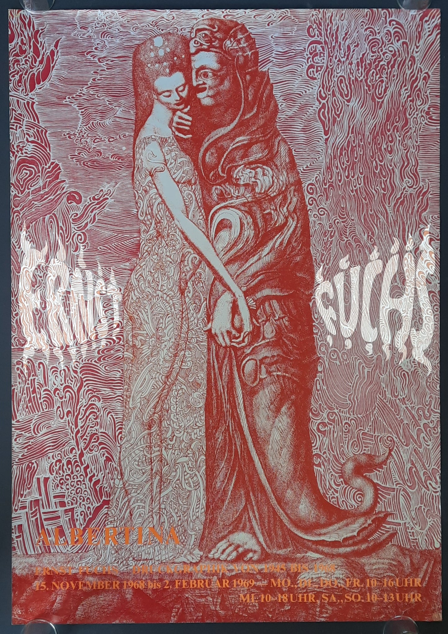 ST FUCHS Original Exhibition Poster 1969 Albertina Vienna Austria "DELIA MIT DEM DAGON"