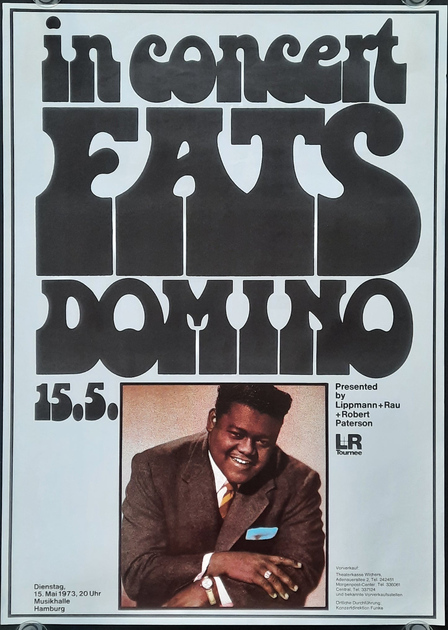 FATS DOMINO Original Concert Poster May 15, 1973 Hamburg Germany