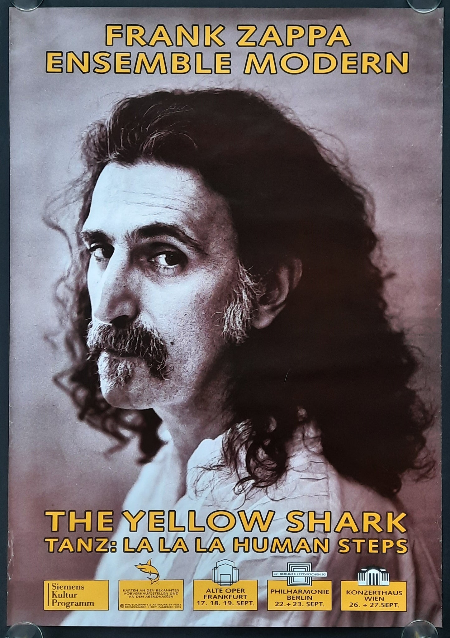FRANK ZAPPA Original Concert Poster 1992 "The Yellow Shark" Vienna Frankfurt Berlin 1