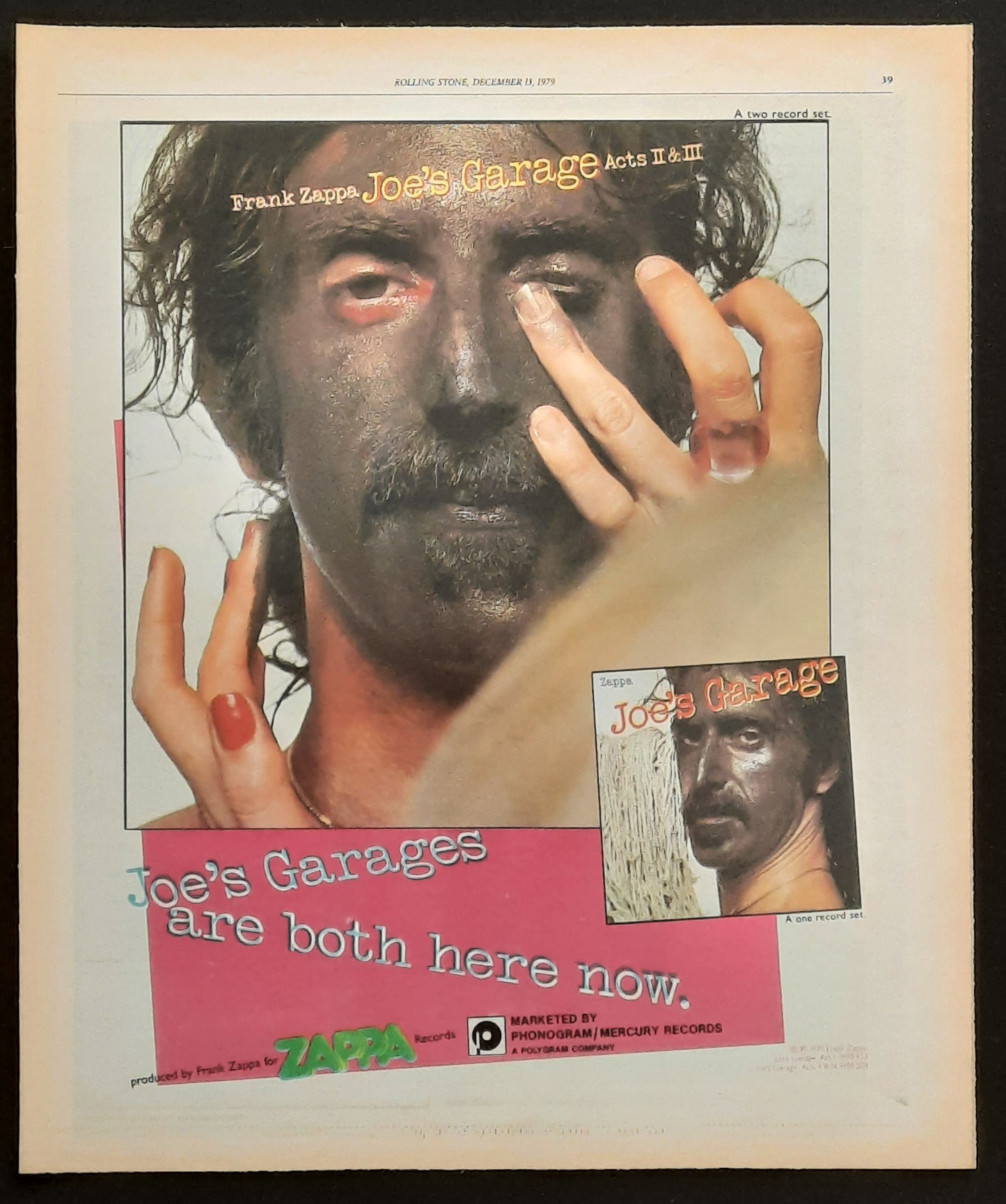 FRANK ZAPPA Original Press Advert/Poster - 1979 Album "Joe's Garage II & III 1