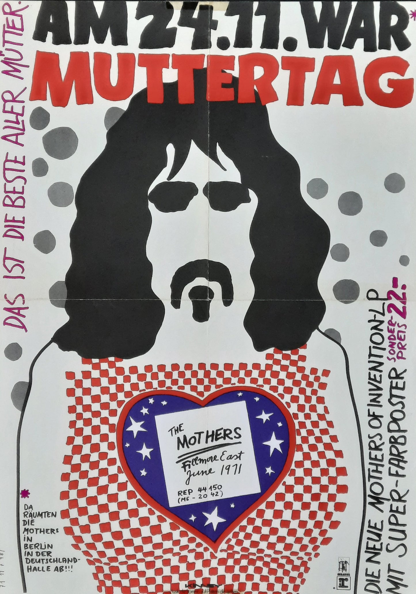 FRANK ZAPPA Original Promotion Poster - 1971 Album "Fillmore East" Germany