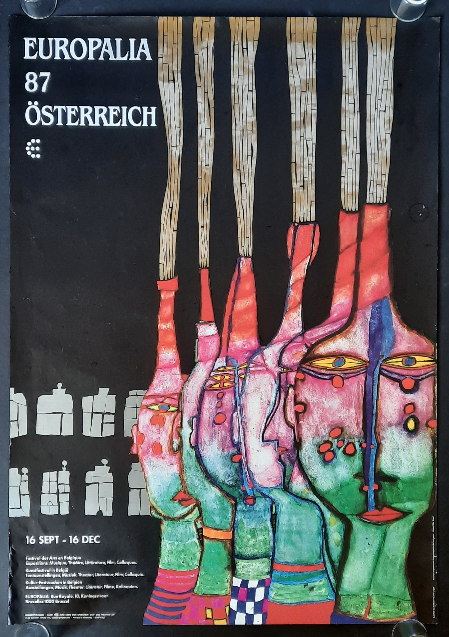 FRIEDENSREICH HUNDERTWASSER Original Festival Poster 1987 EUROPALIA Belgium 1