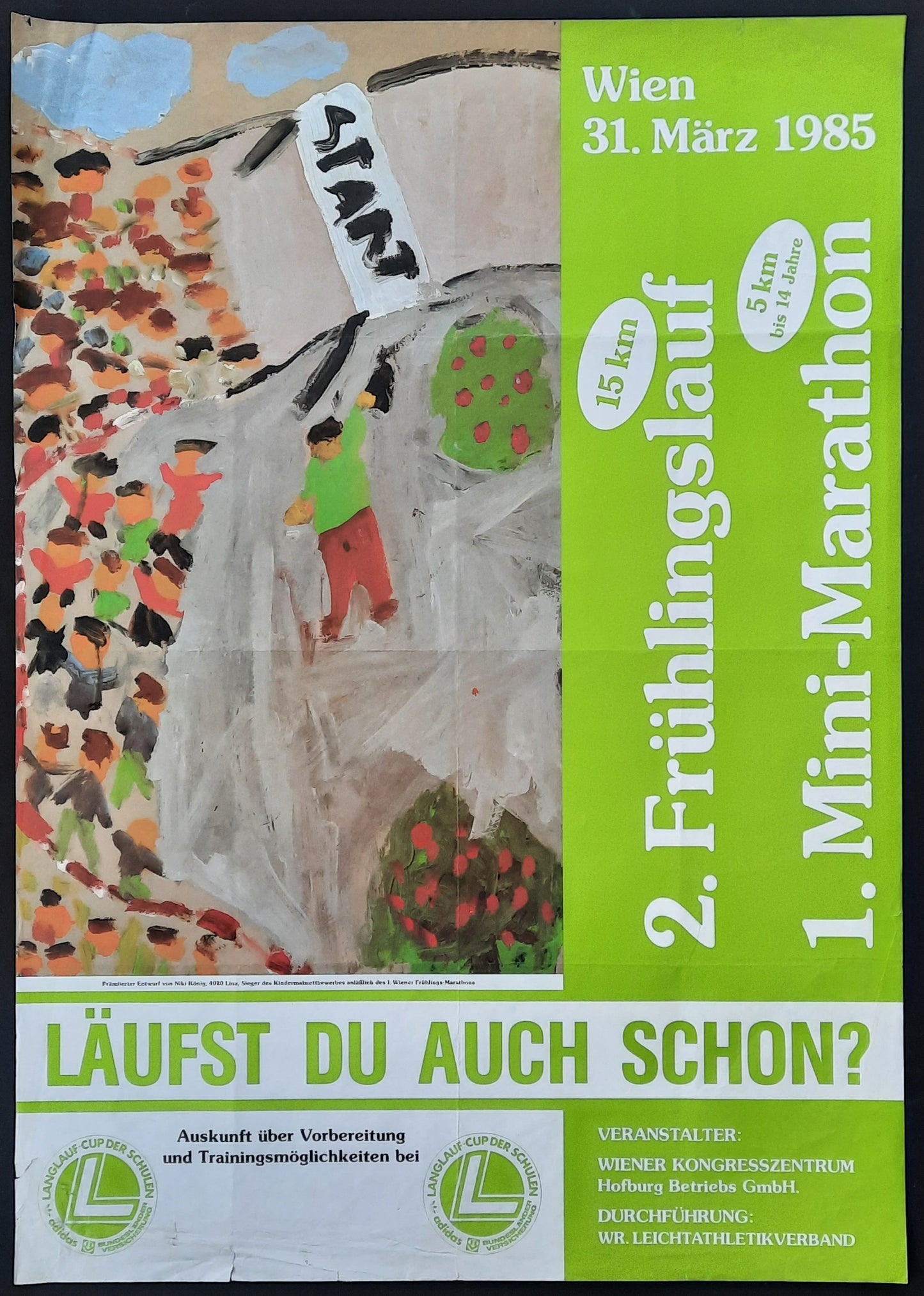 FRÜHLINGSLAUF WIEN - SPRING RUN Original Adverising Poster 1985 Vienna Austria 1