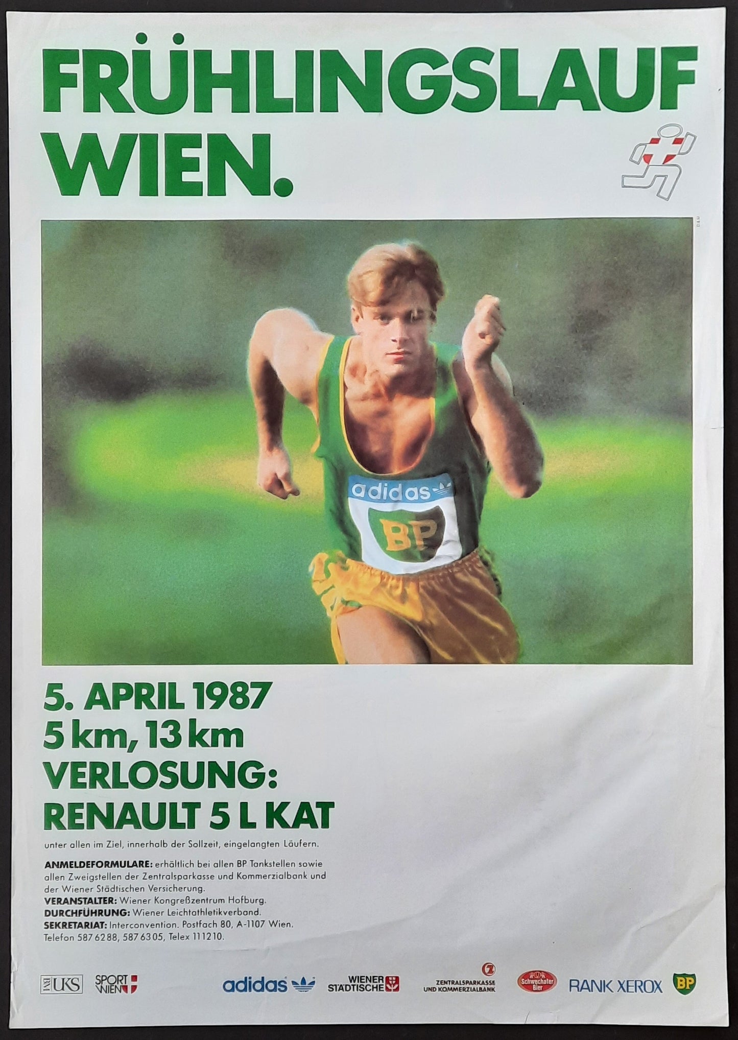 FRÜHLINGSLAUF WIEN - SPRING RUN Original Advertising Poster 1987 Vienna Austria 1
