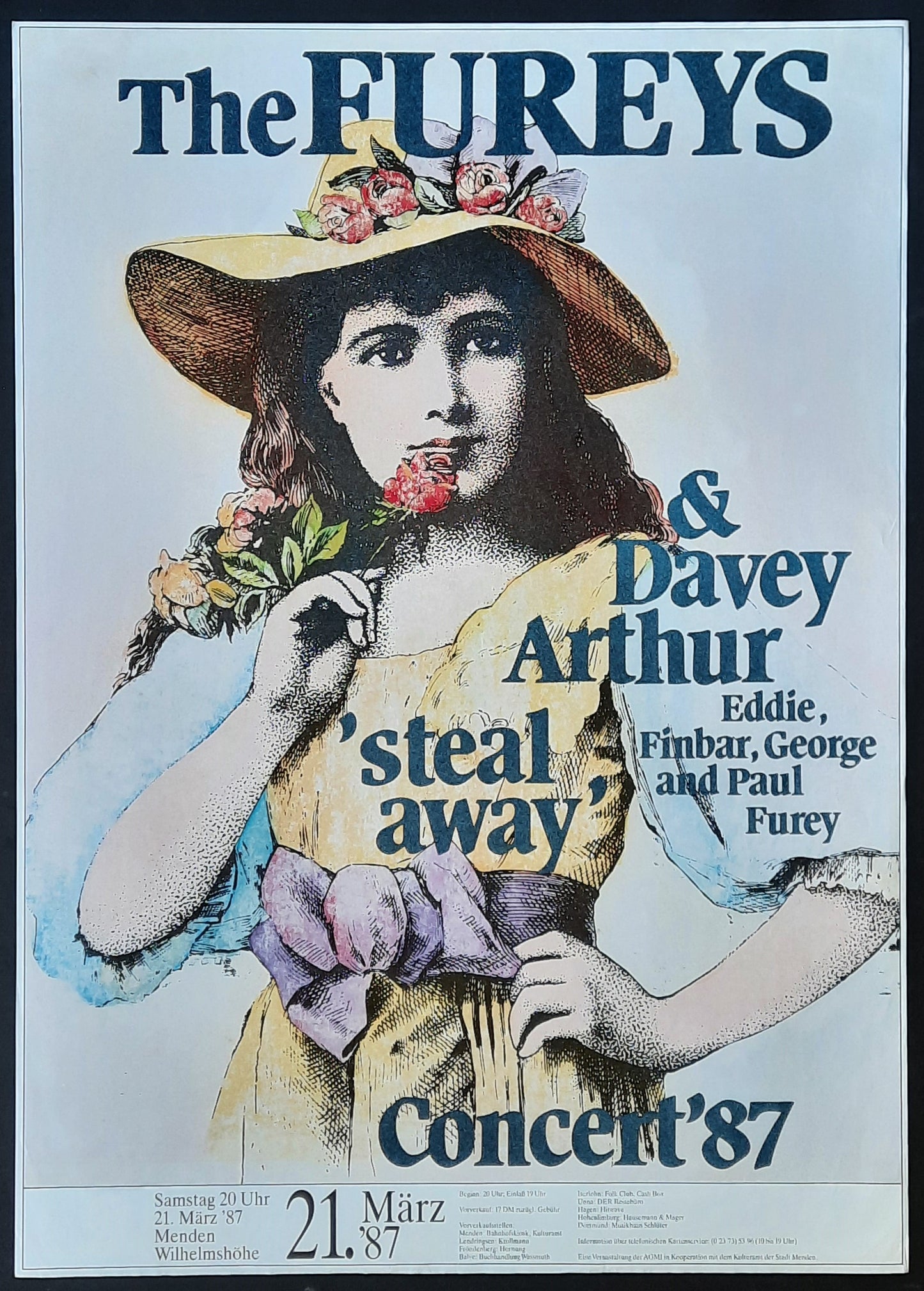 FUREYS Original Concert Poster March 21, 1987 Menden Germany